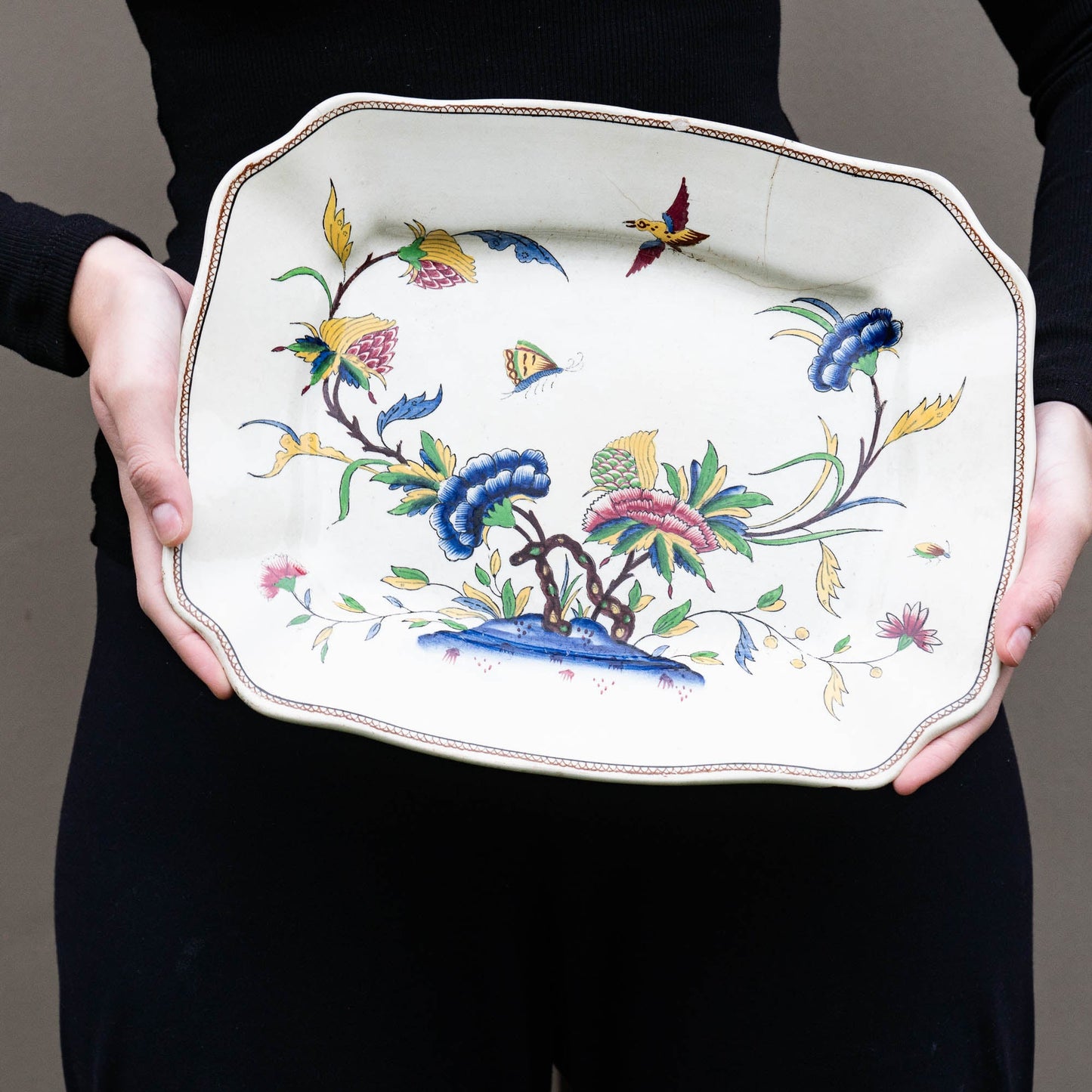 19th Century French Terre de Fer Serving Plate - Rouen - Sarreguemines - c1880s - The Vintage Tales