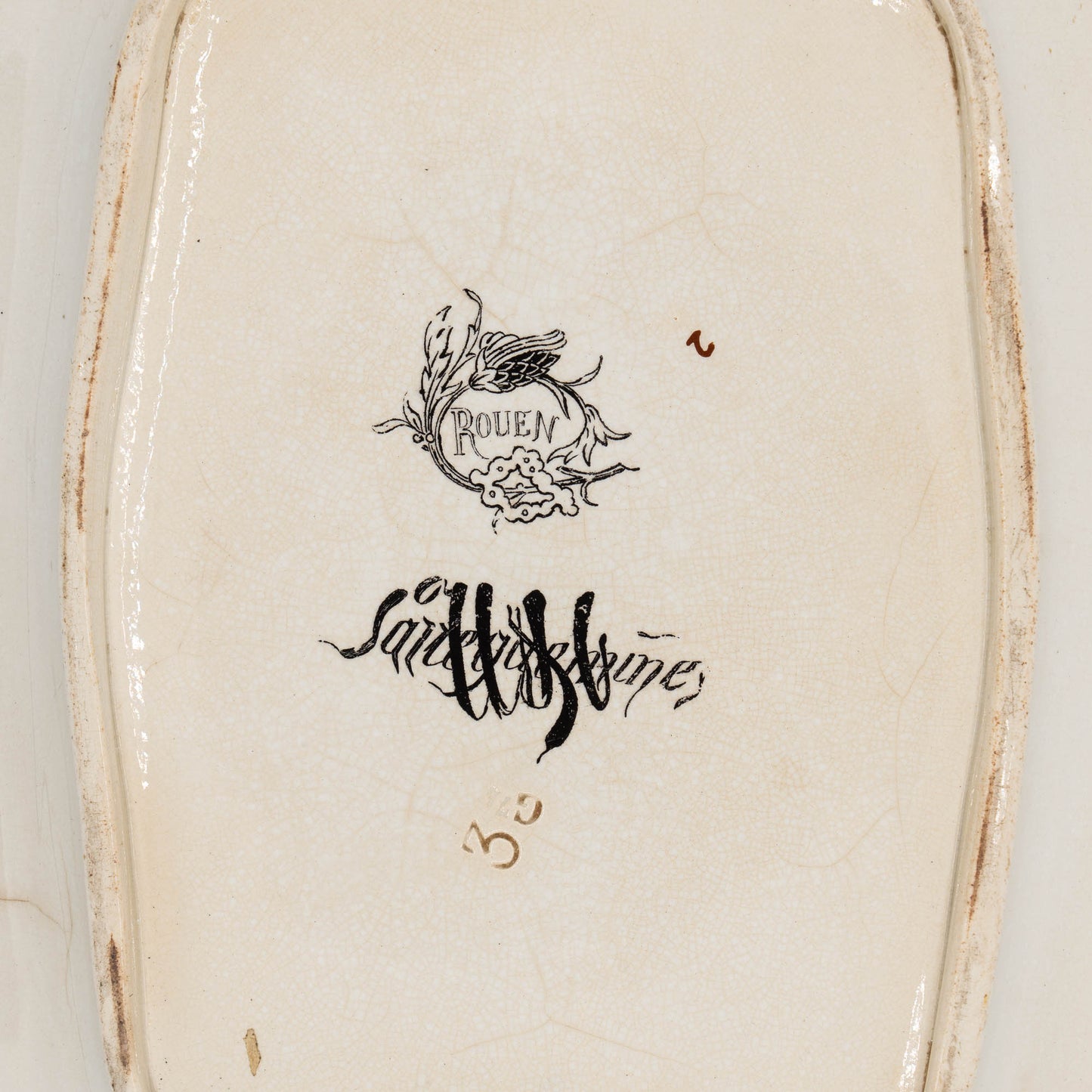 19th Century French Terre de Fer Serving Plate - Rouen - Sarreguemines - c1880s - The Vintage Tales