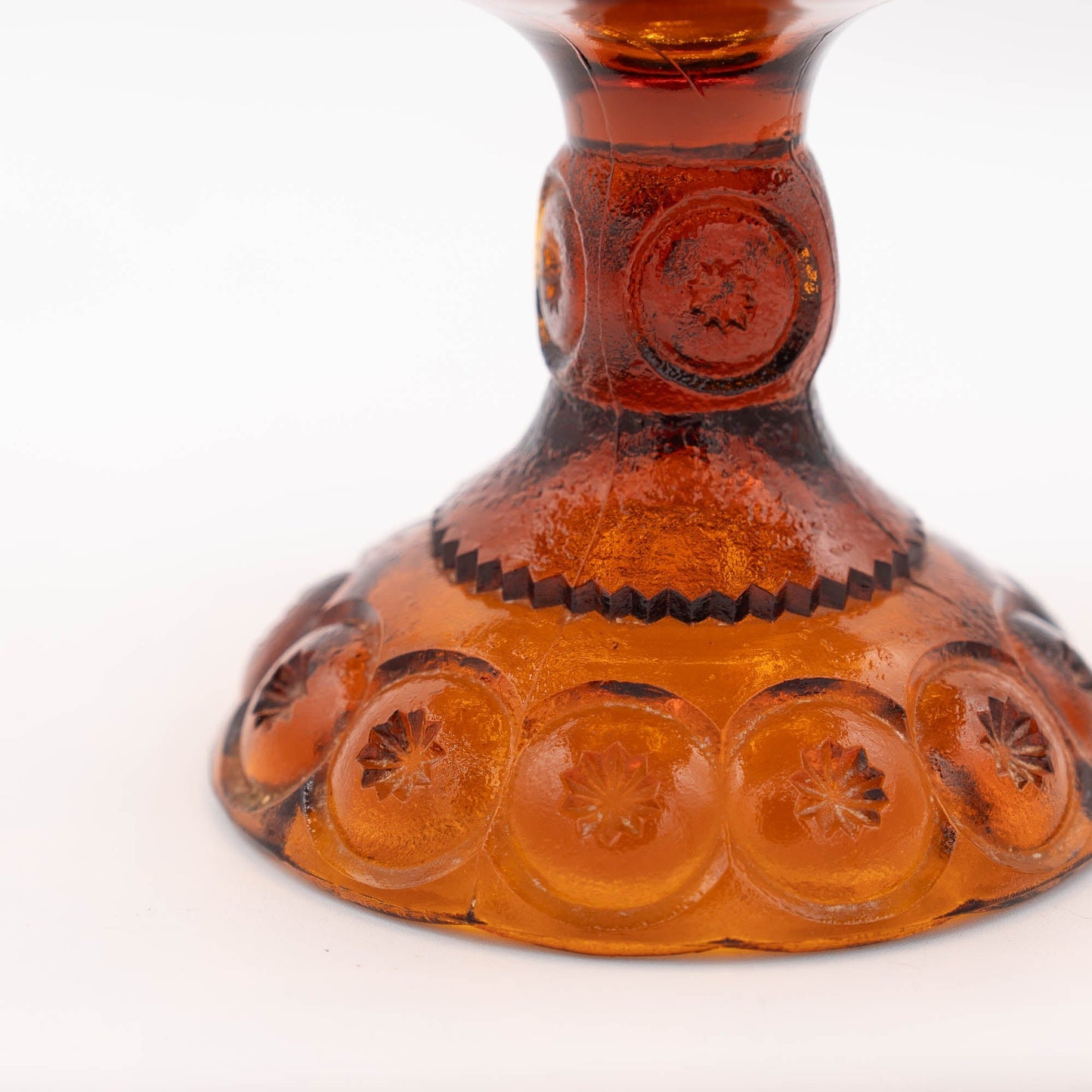Amber Glass Moon & Stars Pedestal Bowl - LE Smith - c1960s - Pedestal Bowl - The Vintage Tales