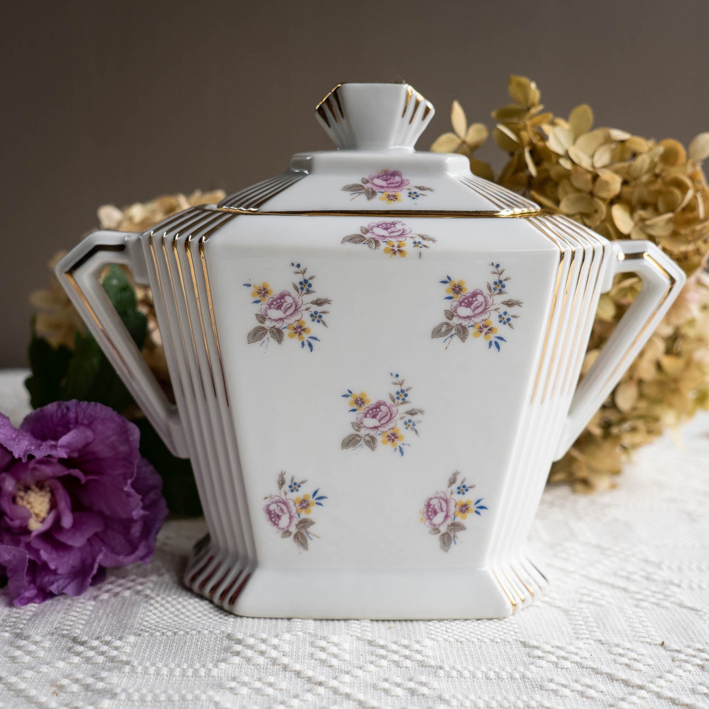 Antique Art Deco Sugar Bowl - Limoges - c1910s - Sugar Bowl - The Vintage Tales