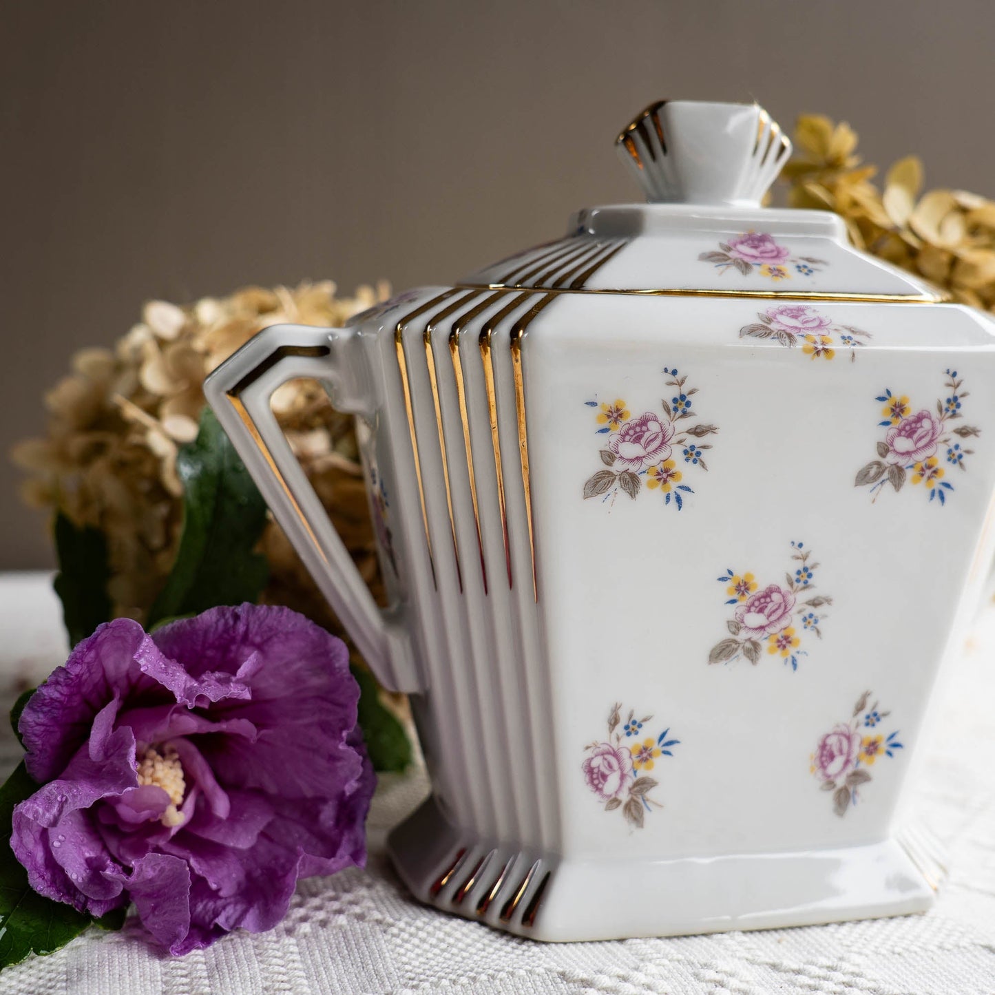 Antique Art Deco Sugar Bowl - Limoges - c1910s - Sugar Bowl - The Vintage Tales