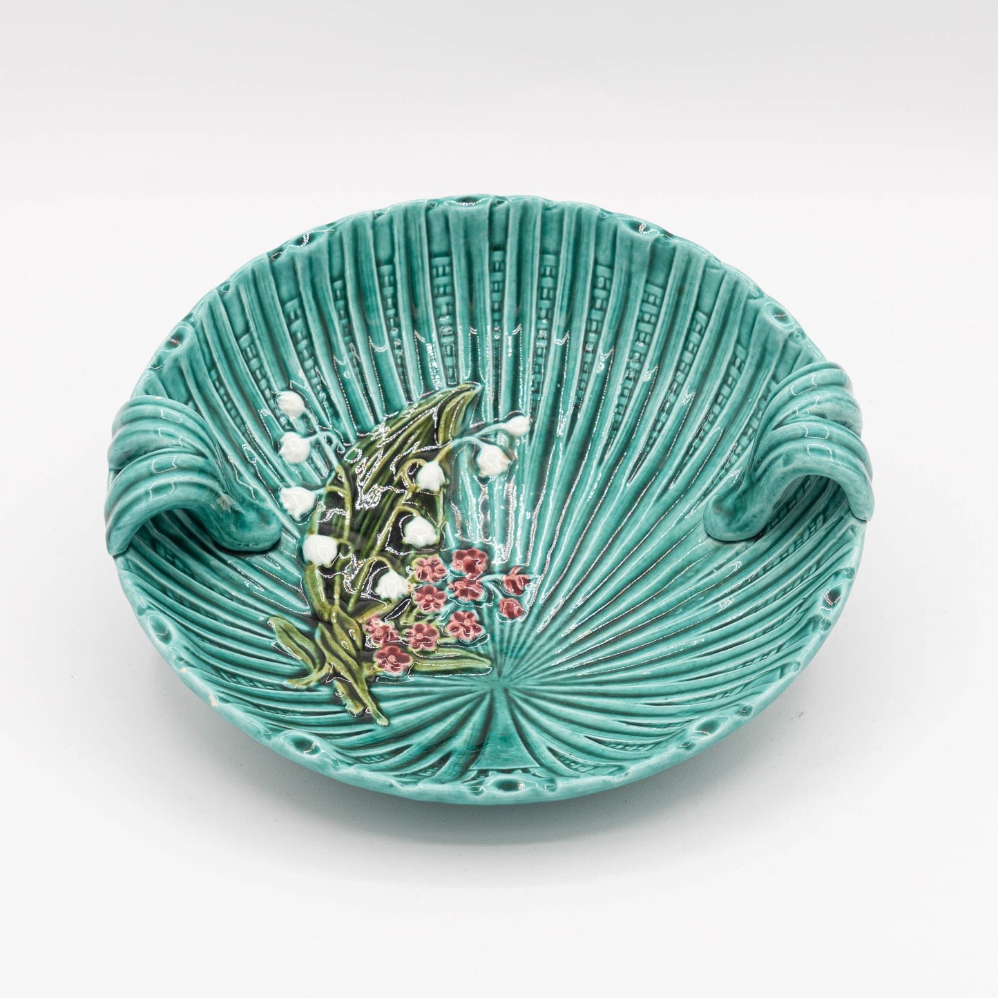 Antique Art Nouveau Green Majolica Bowl - SMF Schramberg - 1920s - The Vintage Tales
