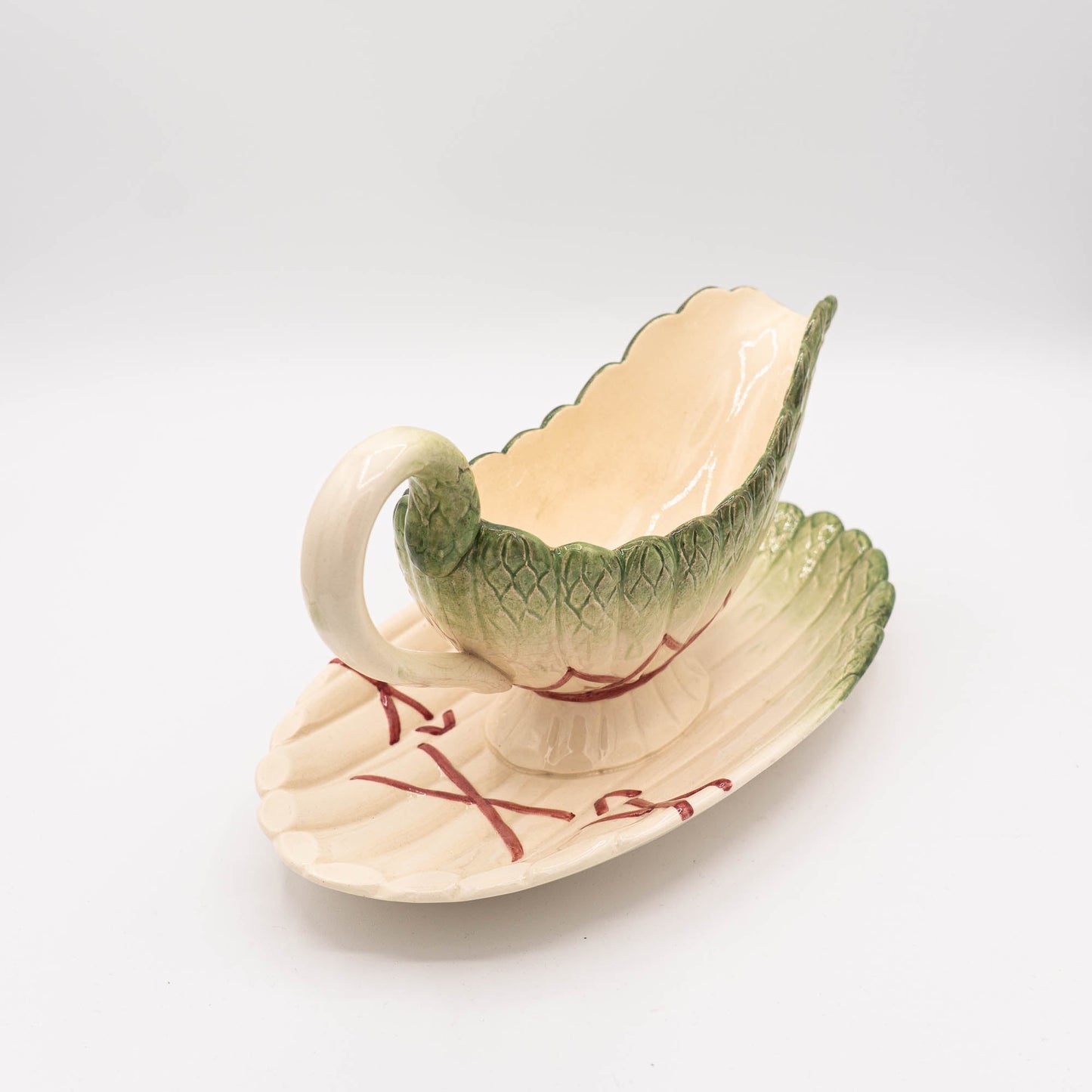 Antique Asparagus Gravy Boat - Sarreguemines - 1870s - The Vintage Tales