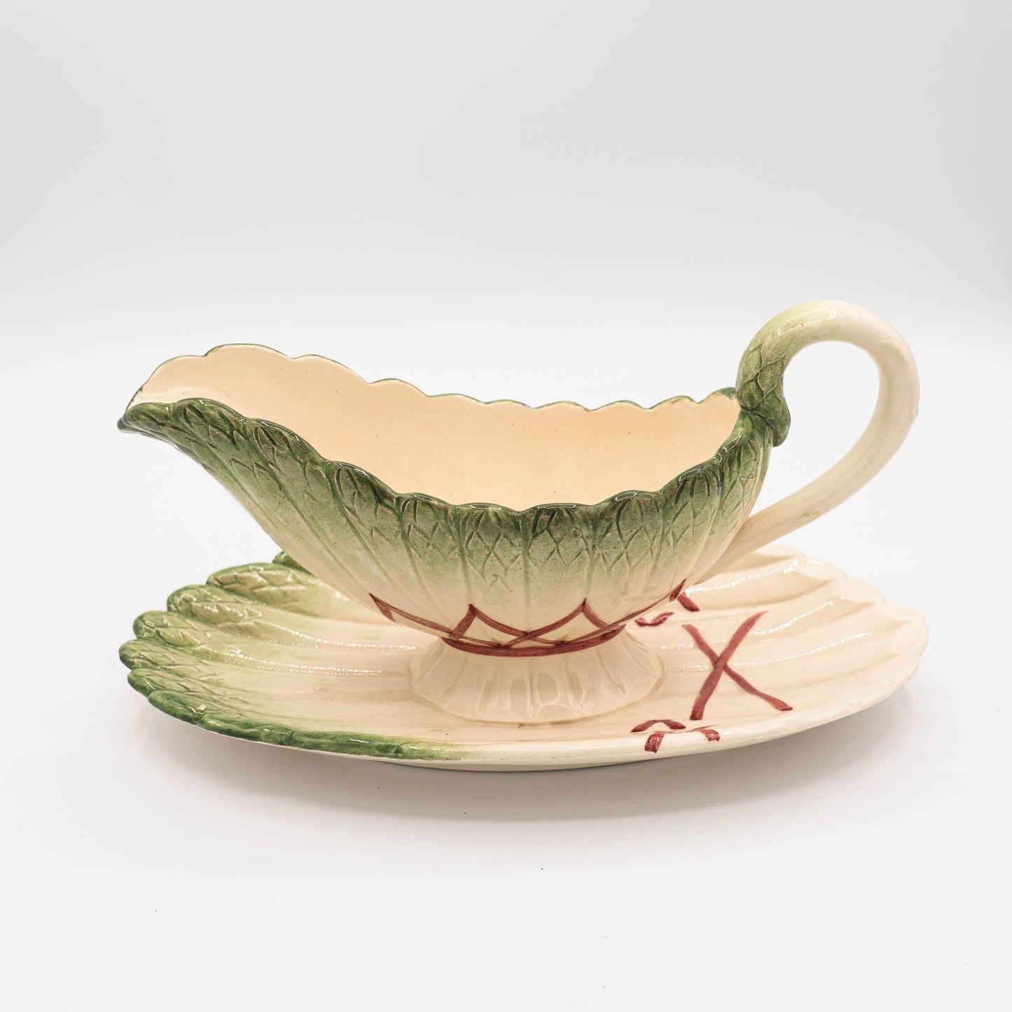 Antique Asparagus Gravy Boat - Sarreguemines - 1870s - The Vintage Tales