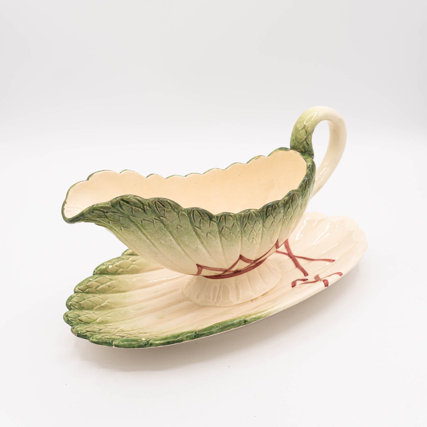 Antique Asparagus Gravy Boat - Sarreguemines - 1870s - The Vintage Tales