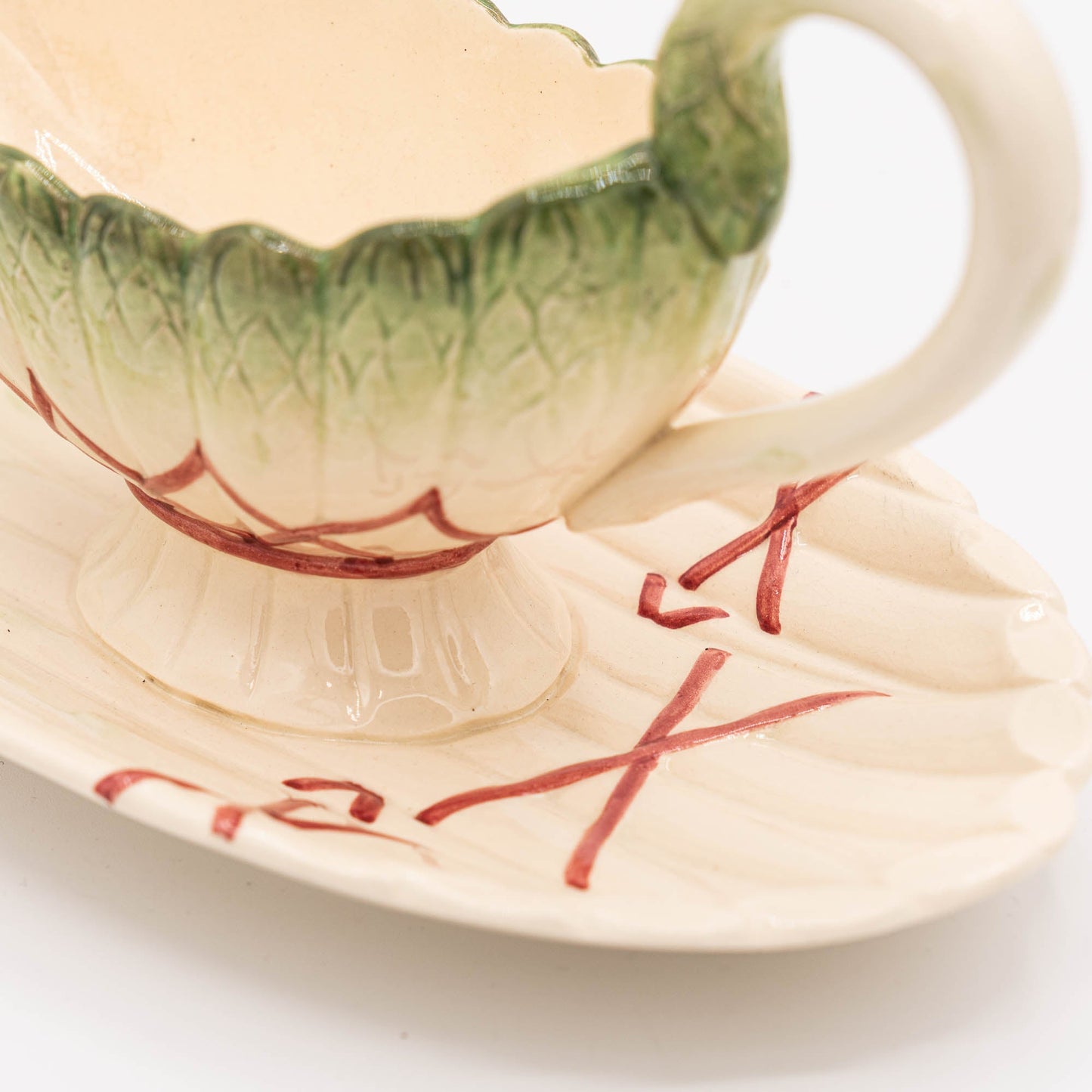 Antique Asparagus Gravy Boat - Sarreguemines - 1870s - The Vintage Tales