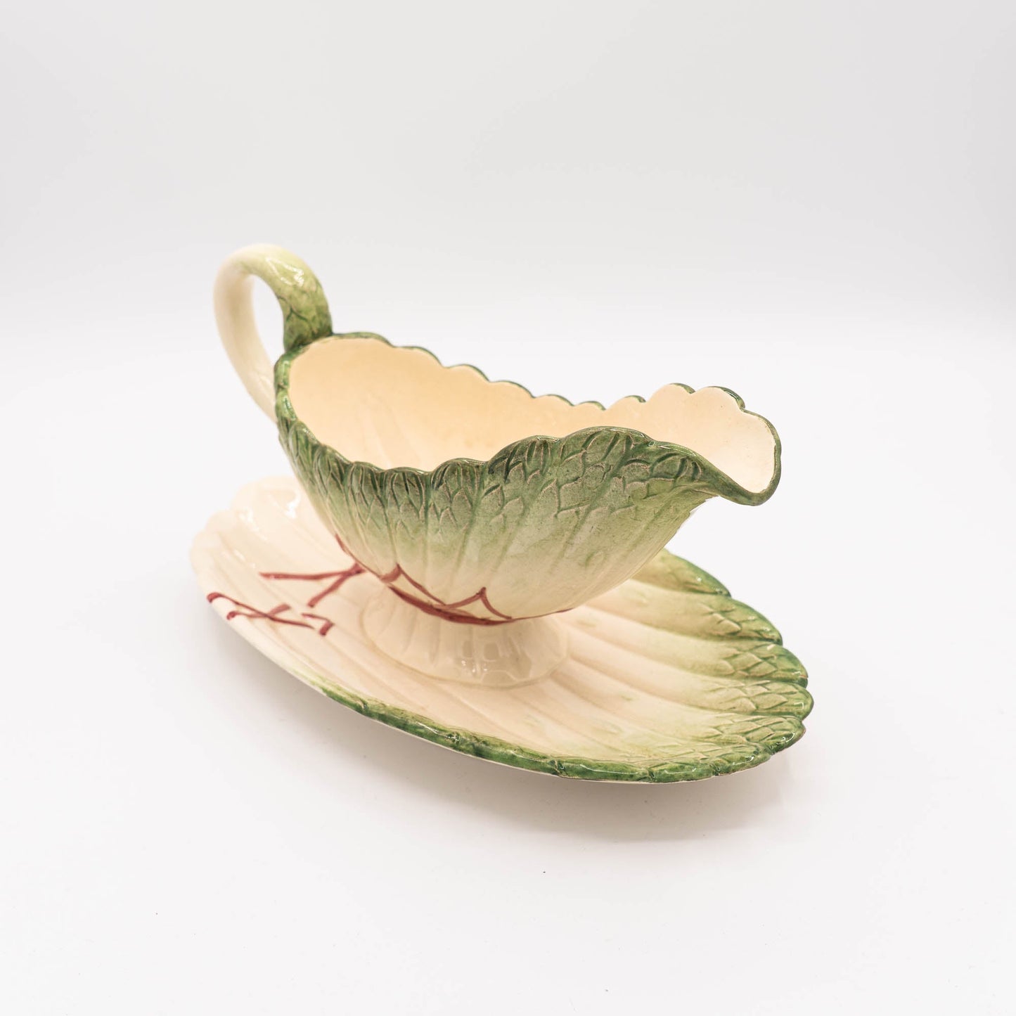 Antique Asparagus Gravy Boat - Sarreguemines - 1870s - The Vintage Tales