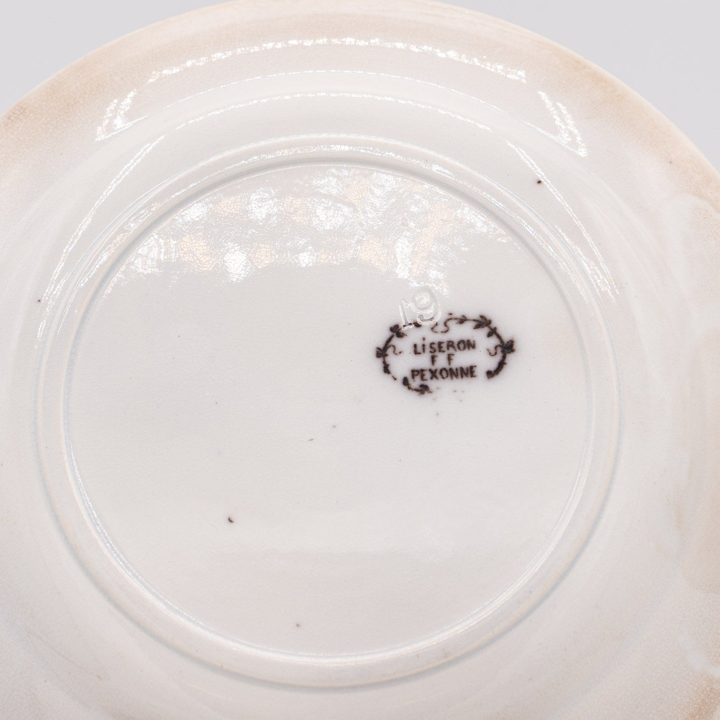 Antique 'Flow Brown' Plates - "Liseron" - FF Pexonne - Set of 4 - 1890s - Cake Plate - The Vintage Tales