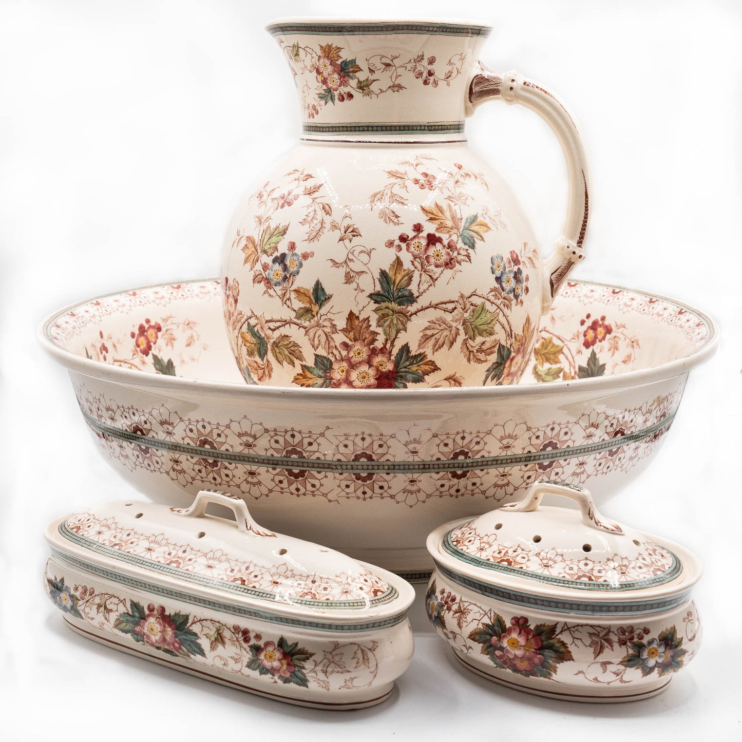 Antique Four - Piece Wash Set - Nelly - Villeroy & Boch - c1890s - Wash Set - The Vintage Tales
