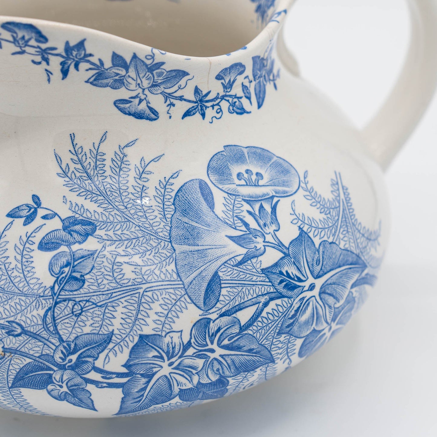 Antique French Blue Jug - "Liseron" - FF Pexonne - 1890s - The Vintage Tales
