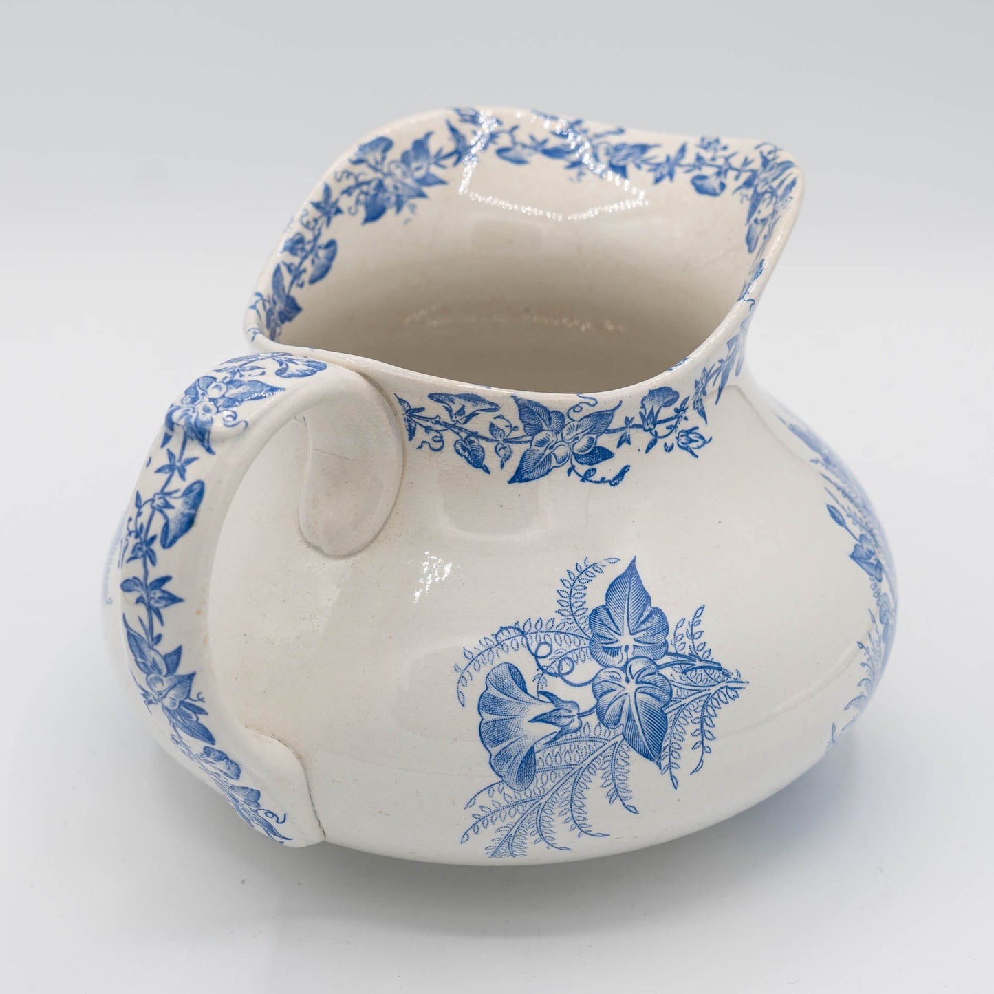 Antique French Blue Jug - "Liseron" - FF Pexonne - 1890s - The Vintage Tales