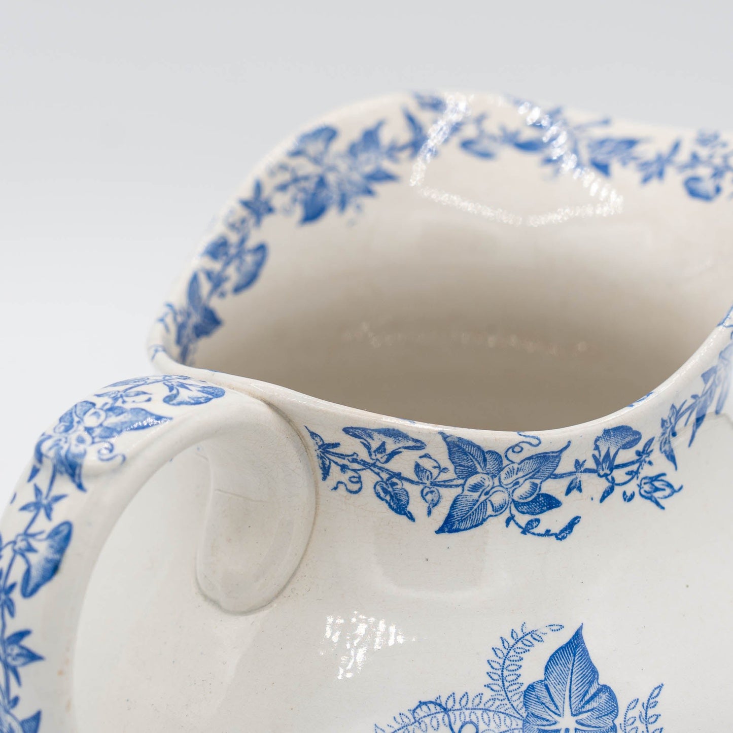 Antique French Blue Jug - "Liseron" - FF Pexonne - 1890s - The Vintage Tales