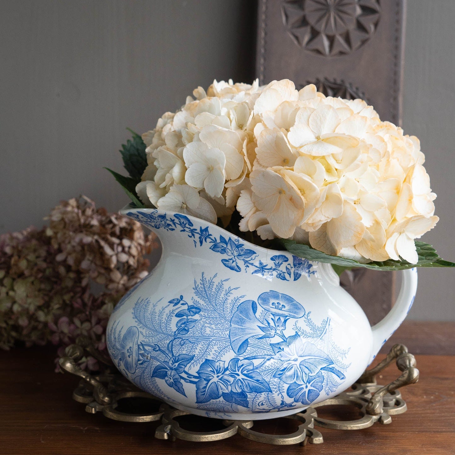 Antique French Blue Jug - "Liseron" - FF Pexonne - 1890s - The Vintage Tales