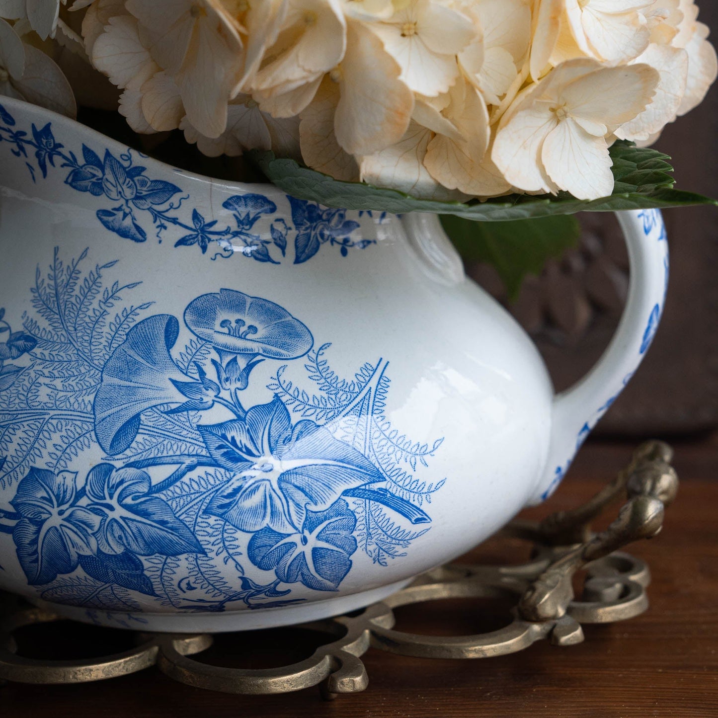 Antique French Blue Jug - "Liseron" - FF Pexonne - 1890s - The Vintage Tales