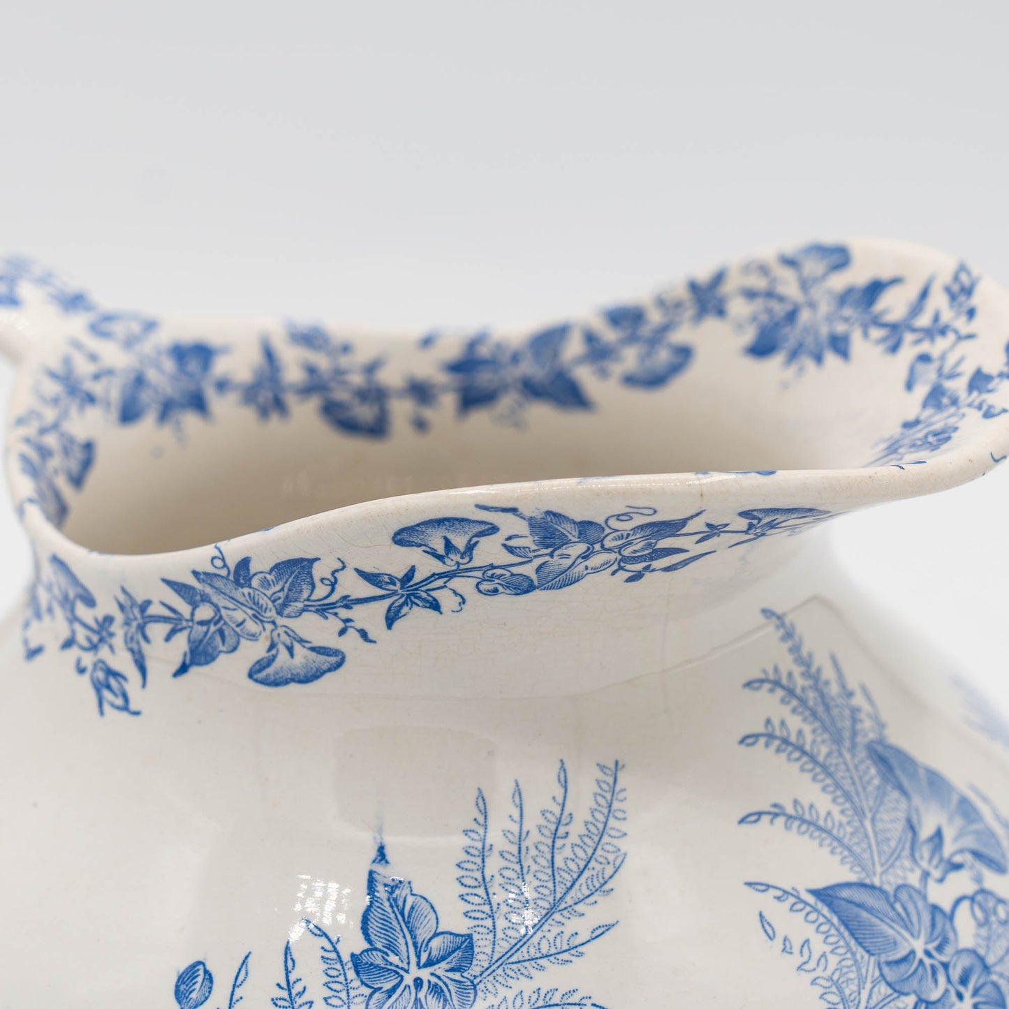 Antique French Blue Jug - "Liseron" - FF Pexonne - 1890s - The Vintage Tales