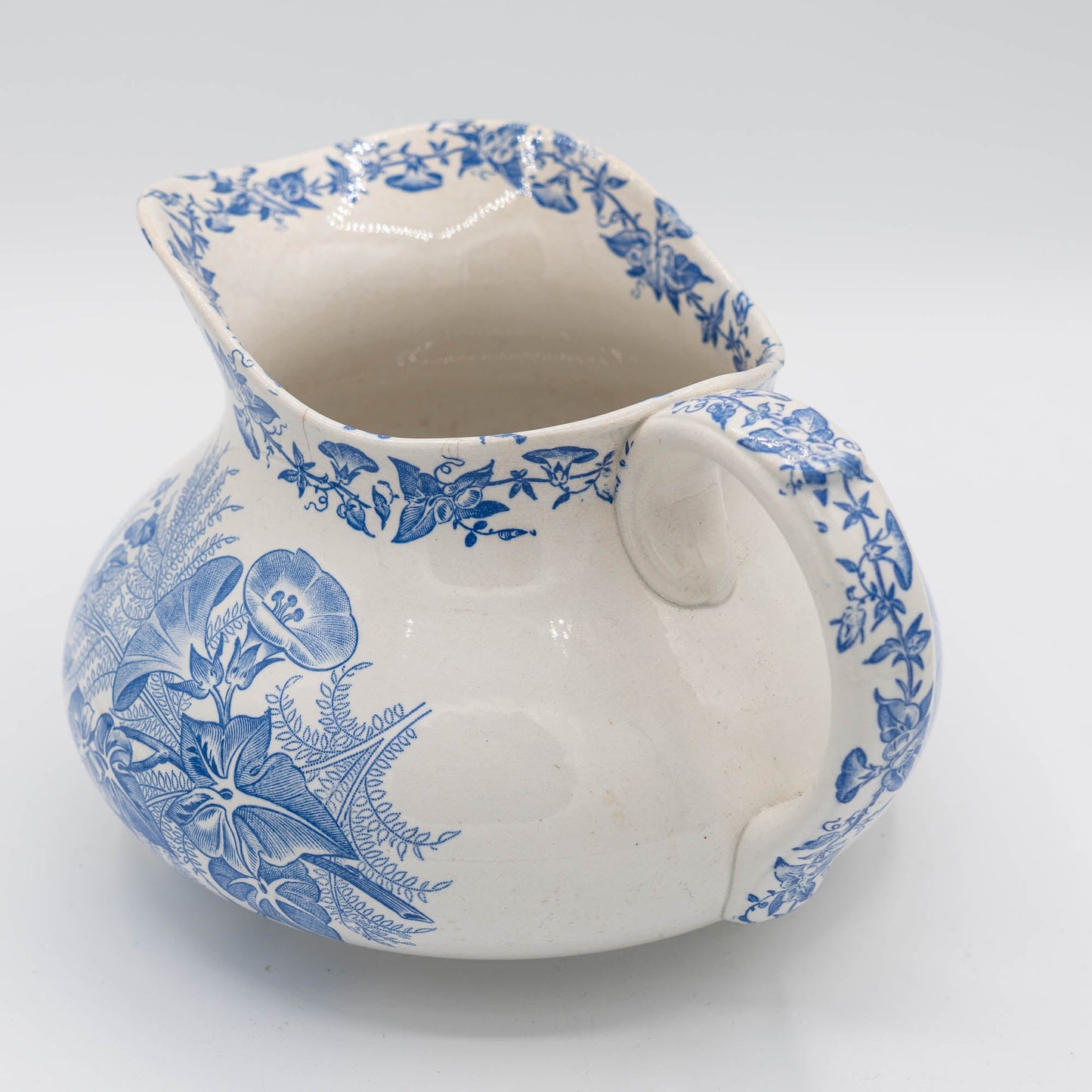 Antique French Blue Jug - "Liseron" - FF Pexonne - 1890s - The Vintage Tales