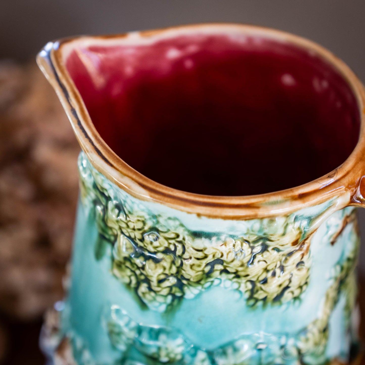 Antique Majolica Jug - Mouzin Leach & Cie - Nimy - les - Mons - ca 1890 - Pitcher & Jugs - The Vintage Tales