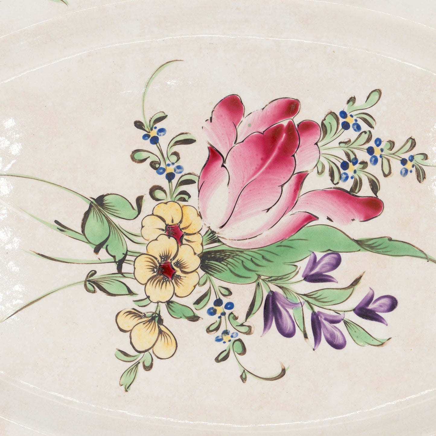 Antique Oval French Platter - Luneville - Early 20th Century - The Vintage Tales