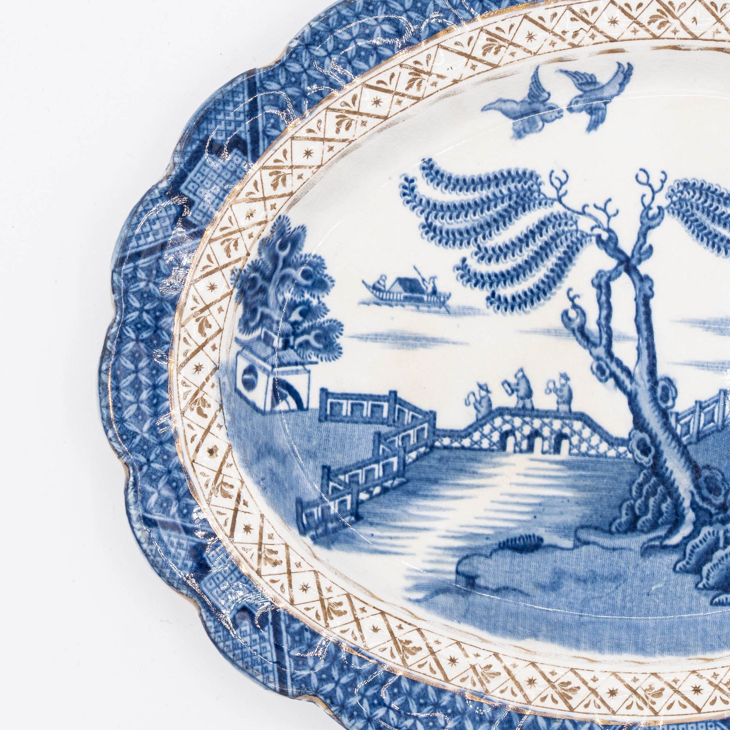 Antique "Real Old Willow" Scalloped Serving Plate - A8025 - Booths - c1900s - Serving Plate - The Vintage Tales