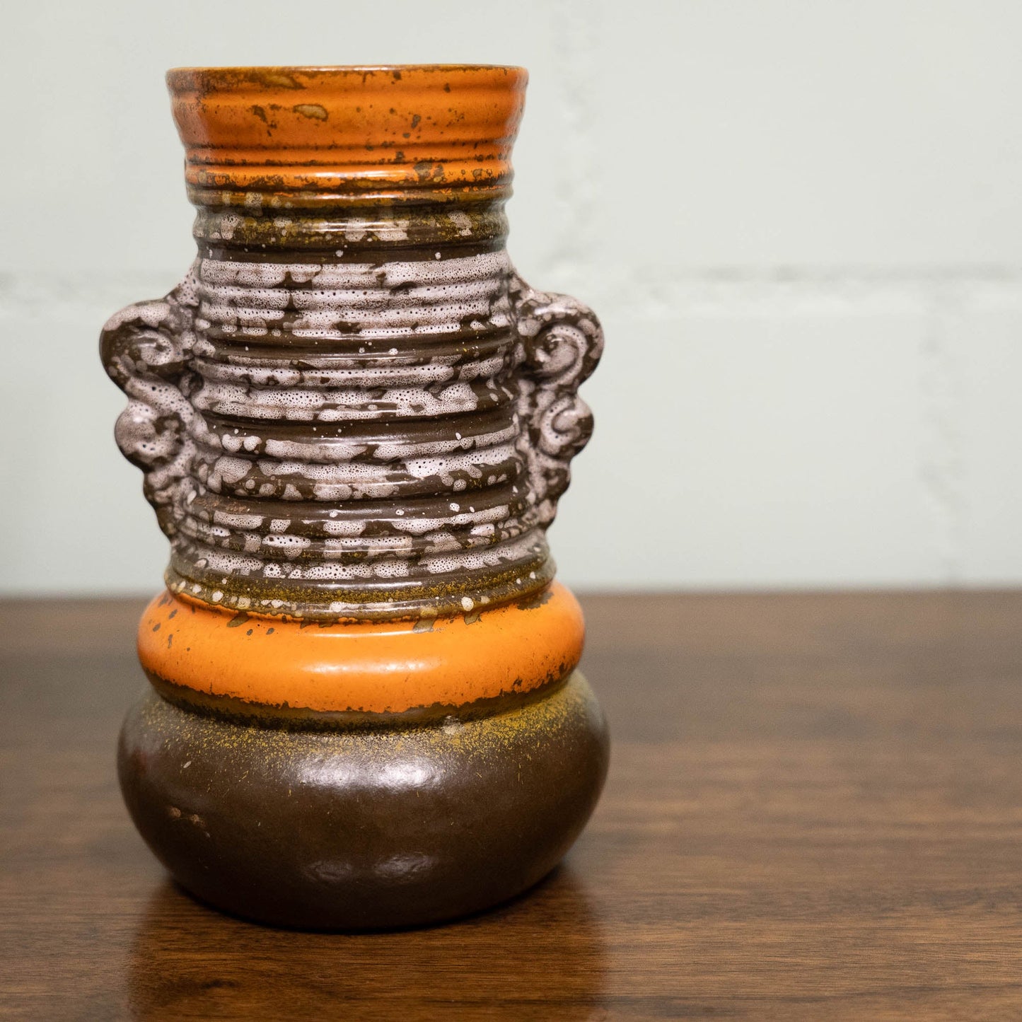 Brutalist Vase in Orange & Brown - Form 1293 - Strehla - c1970s - Vase - The Vintage Tales