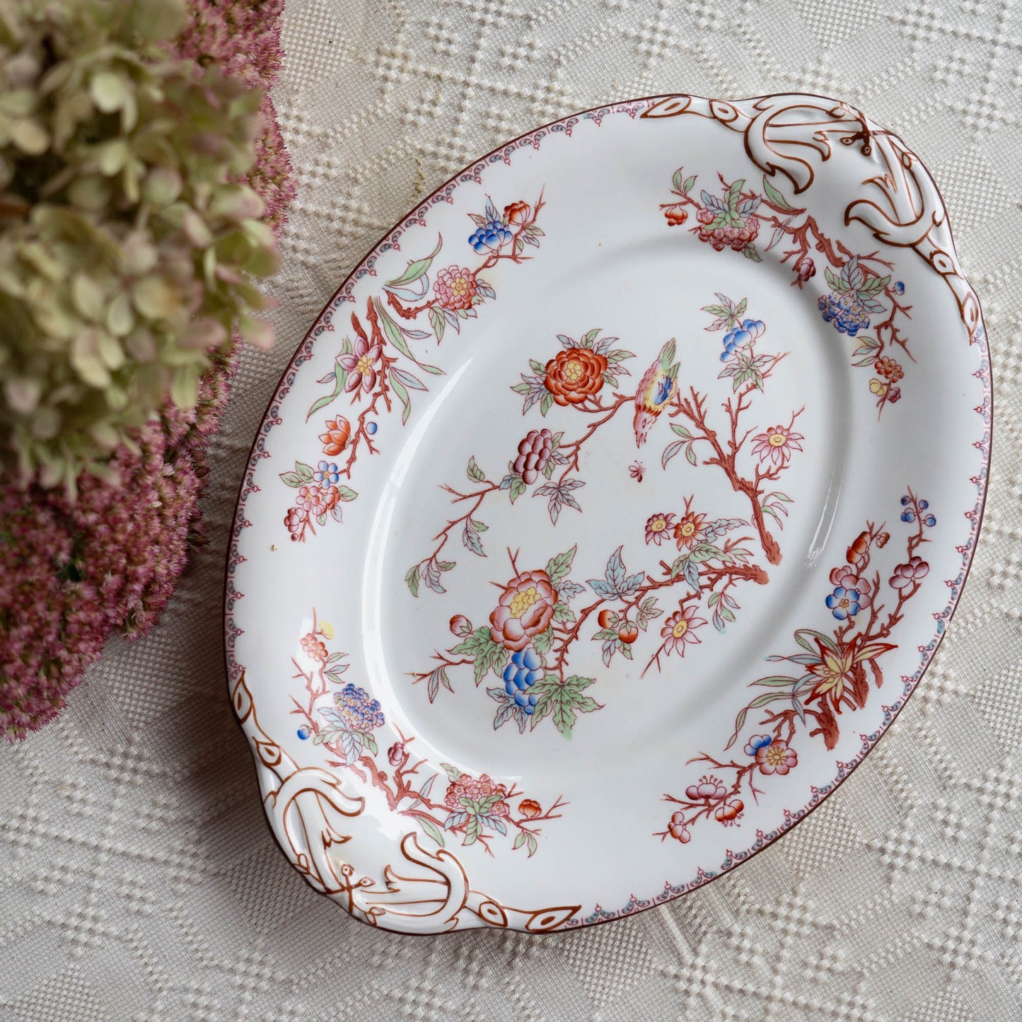 Charming Antique Oblong French Platter - Minton - Sarreguemines - c1870s - Serving Plate - The Vintage Tales