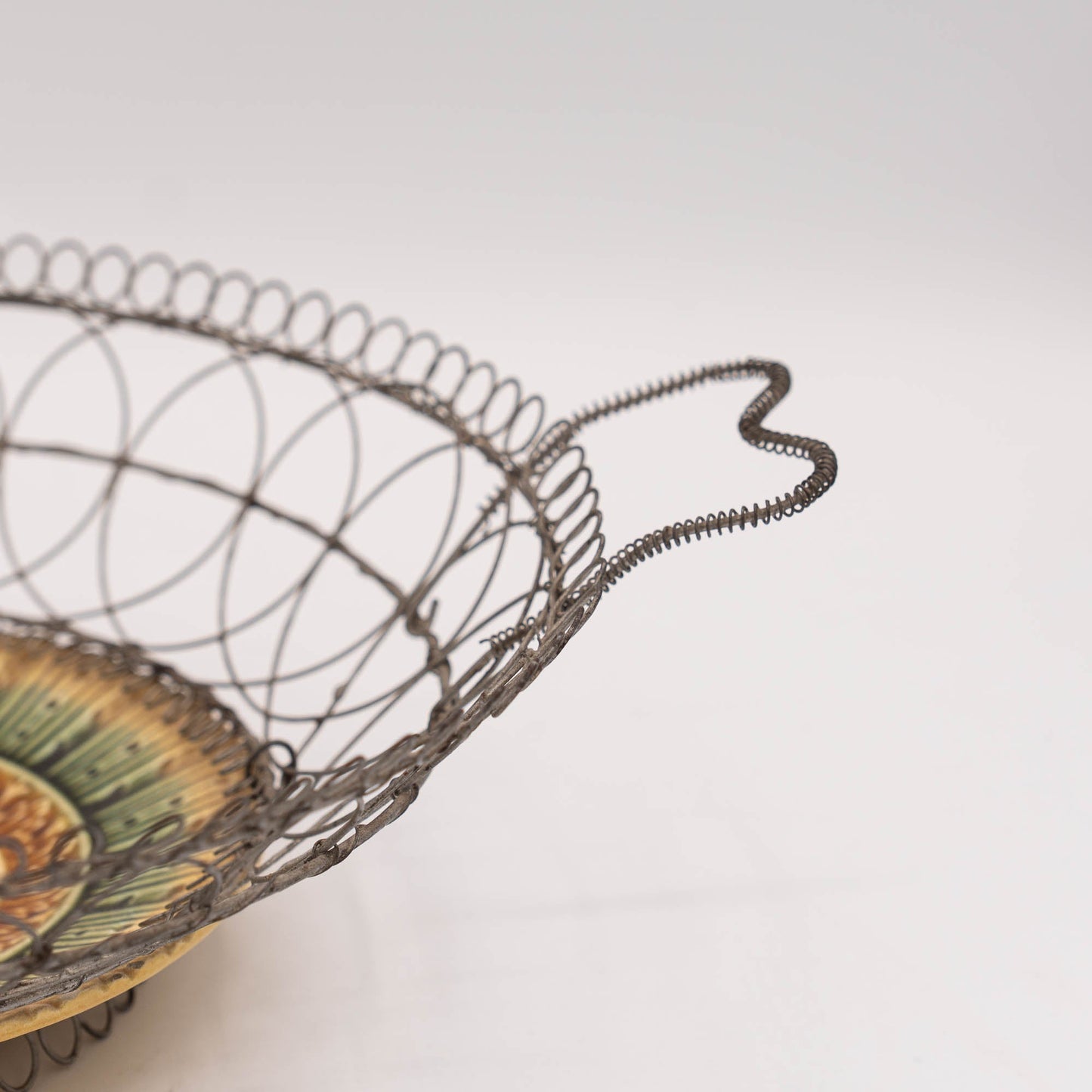 Charming Majolica Wire Basket - Villeroy & Boch - c1900 - The Vintage Tales