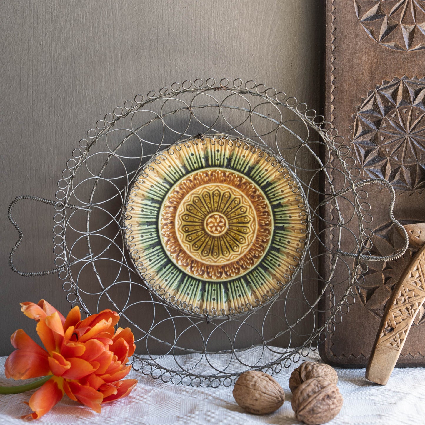 Charming Majolica Wire Basket - Villeroy & Boch - c1900 - The Vintage Tales