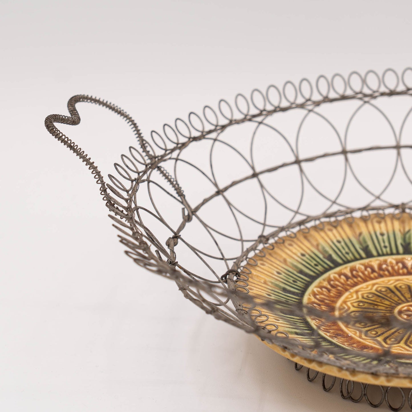 Charming Majolica Wire Basket - Villeroy & Boch - c1900 - The Vintage Tales