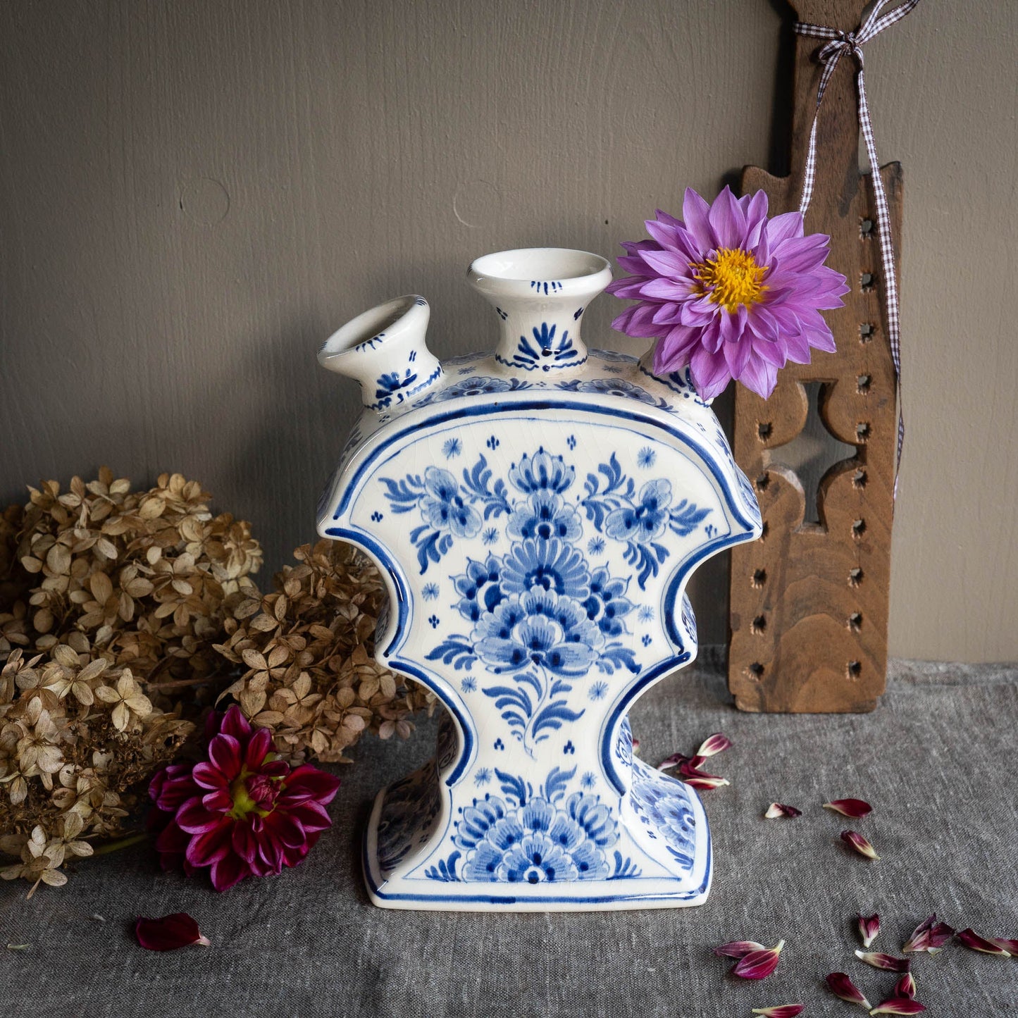 Delft Blue and White Tulipière - Delft Blauw - c1950s - Vase - The Vintage Tales