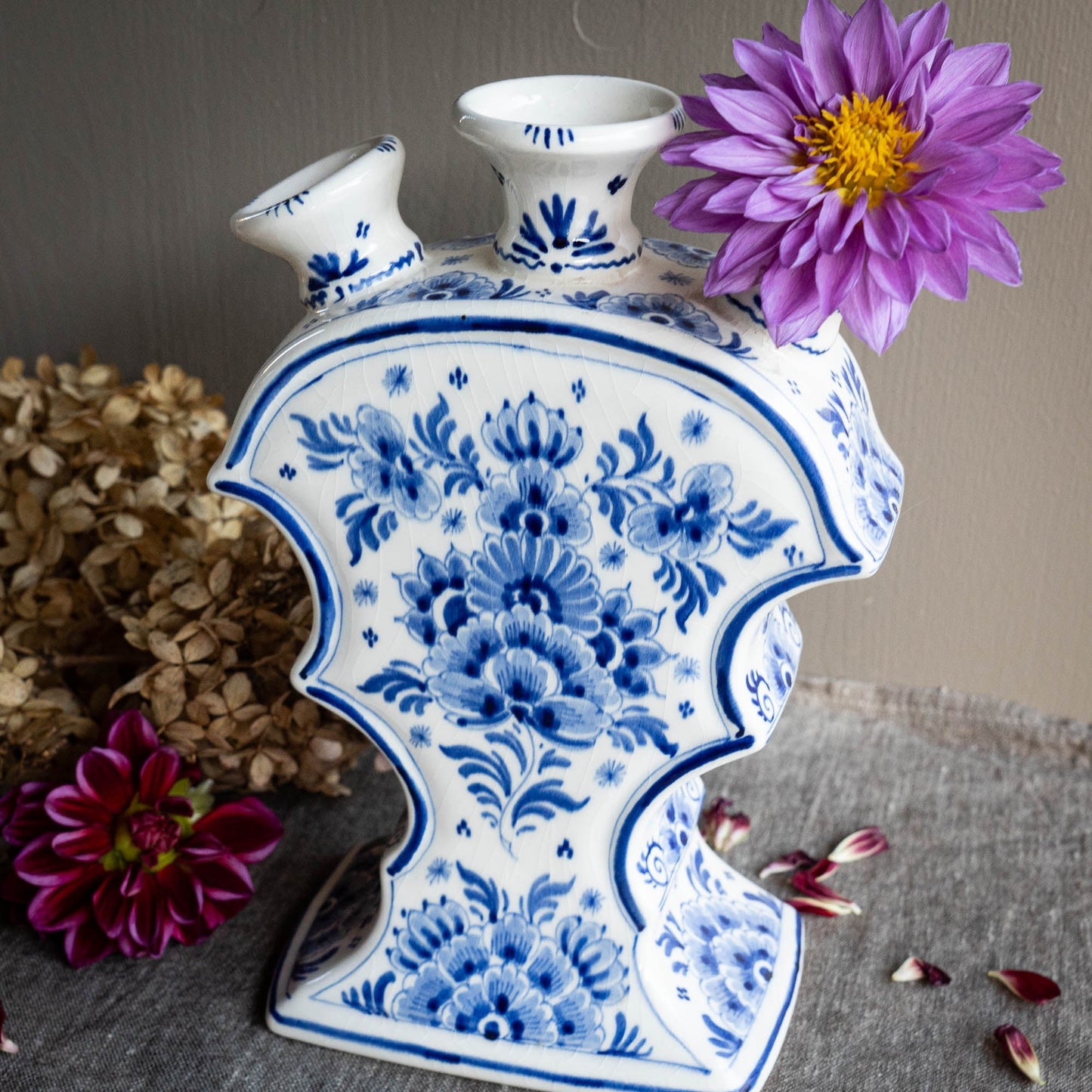 Delft Blue and White Tulipière - Delft Blauw - c1950s - Vase - The Vintage Tales