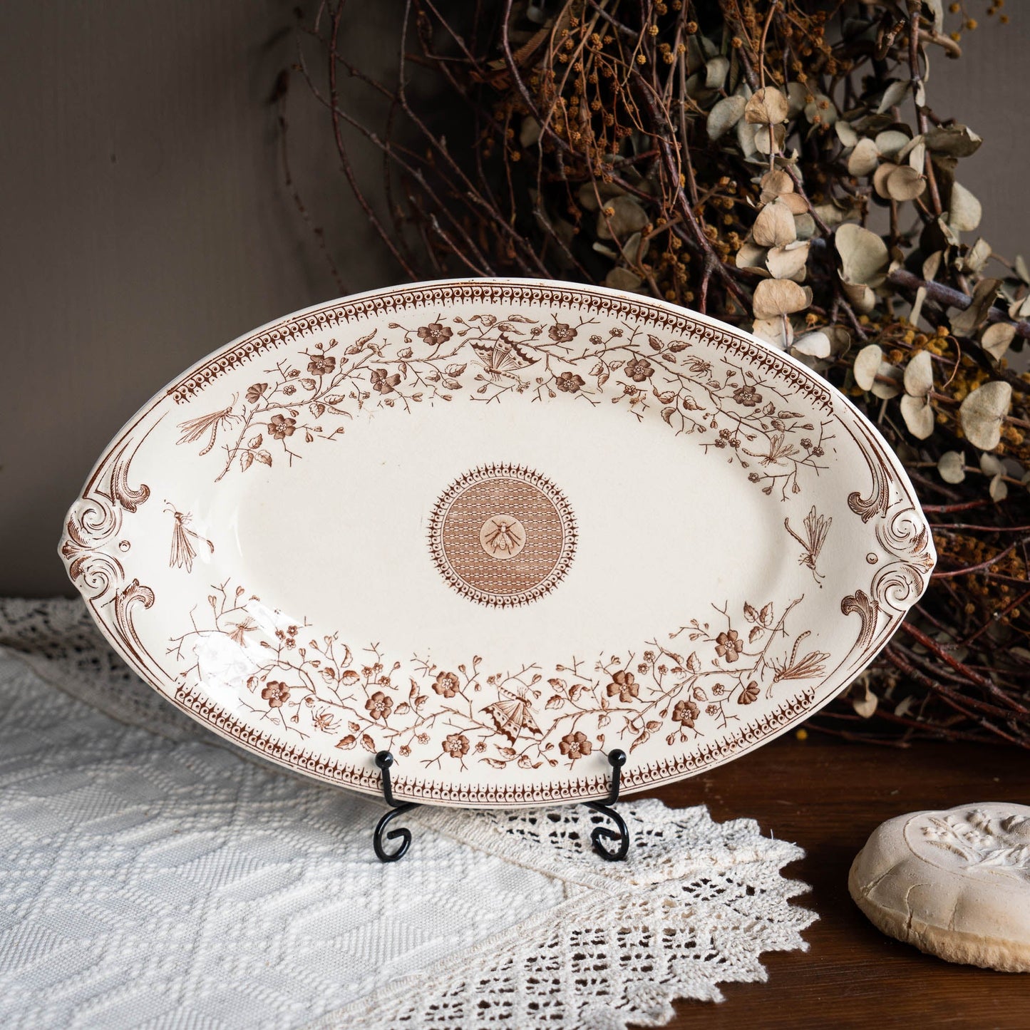 Delightful Antique French Platter - Sarreguemines - c1880s - The Vintage Tales