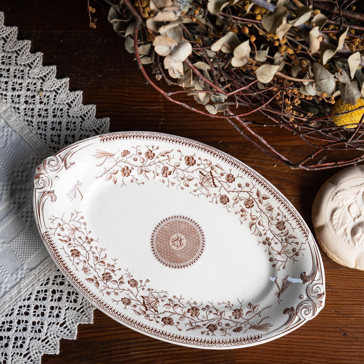 Delightful Antique French Platter - Sarreguemines - c1880s - The Vintage Tales