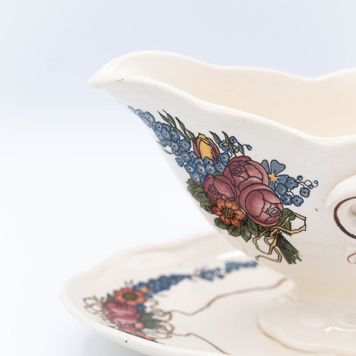 Floral Gravy Boat - Obernai - Sarreguemines - c1940s - Gravy Boat - The Vintage Tales