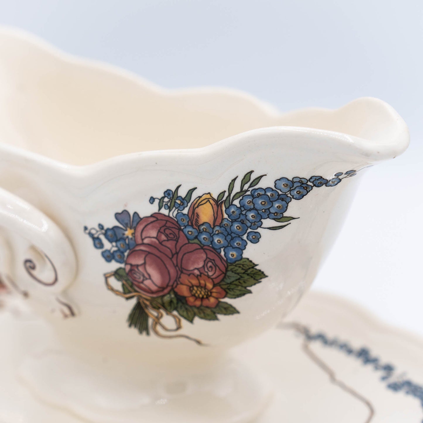 Floral Gravy Boat - Obernai - Sarreguemines - c1940s - Gravy Boat - The Vintage Tales