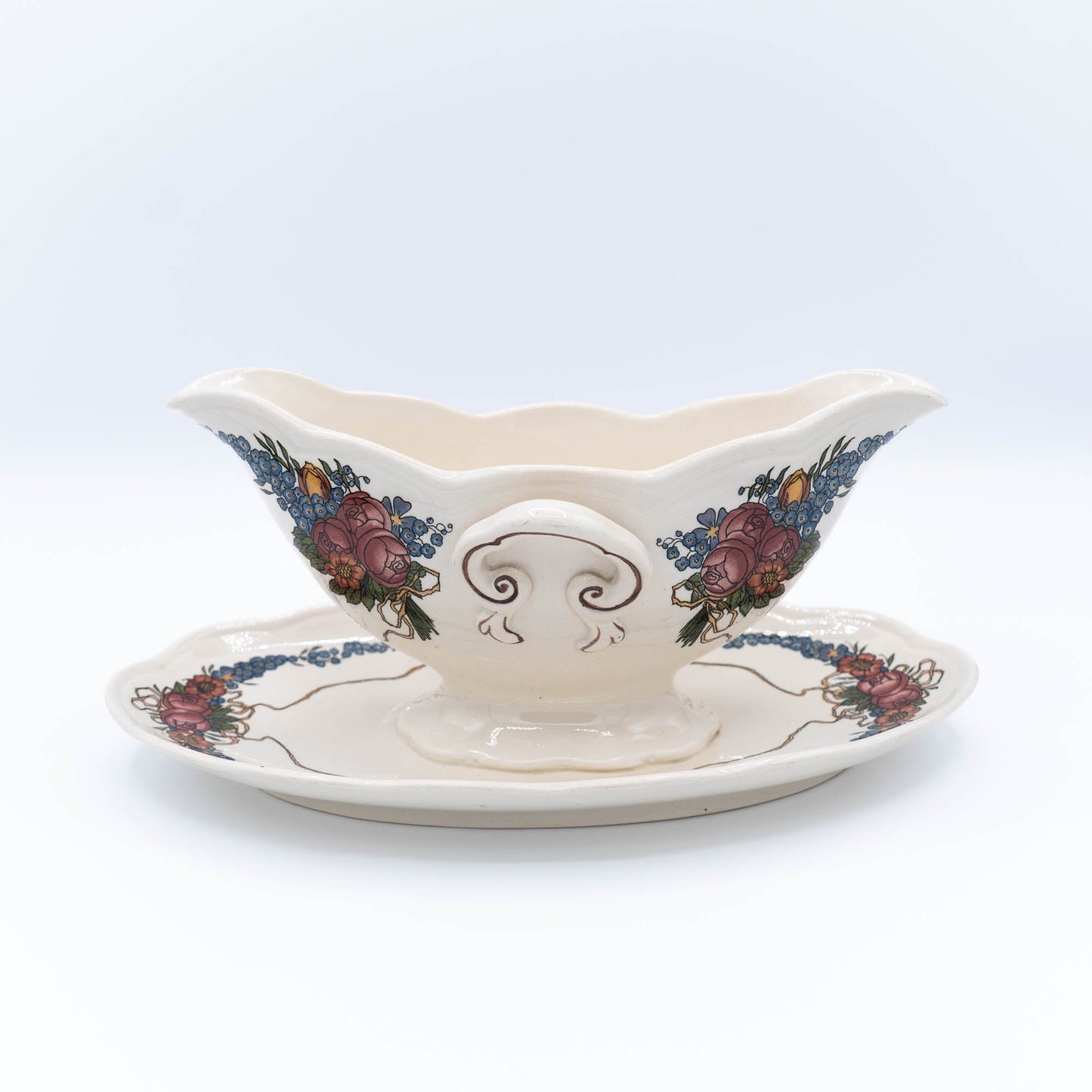 Floral Gravy Boat - Obernai - Sarreguemines - c1940s - Gravy Boat - The Vintage Tales