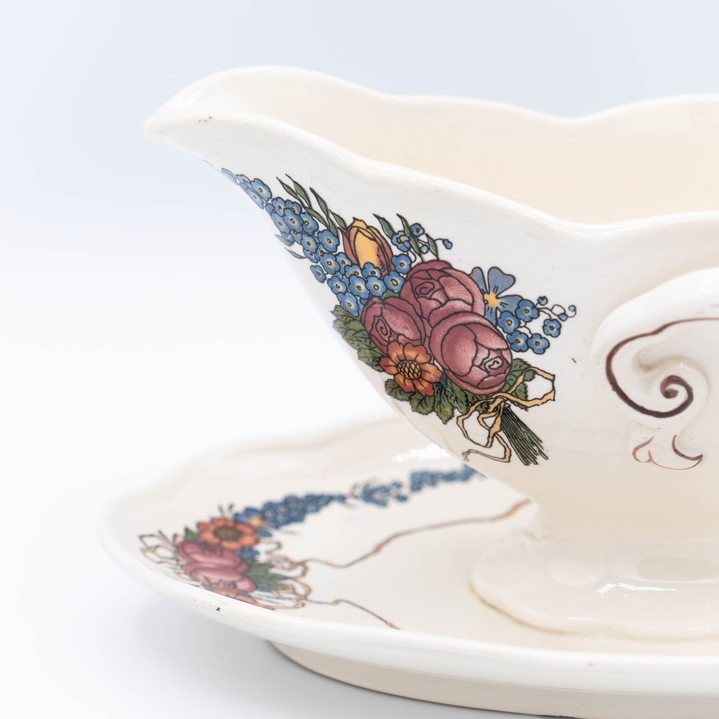 Floral Gravy Boat - Obernai - Sarreguemines - c1940s - Gravy Boat - The Vintage Tales