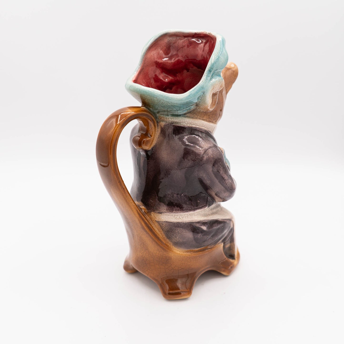 French Antique Barbotine Pig Pitcher - Onnaing - 1900s - The Vintage Tales