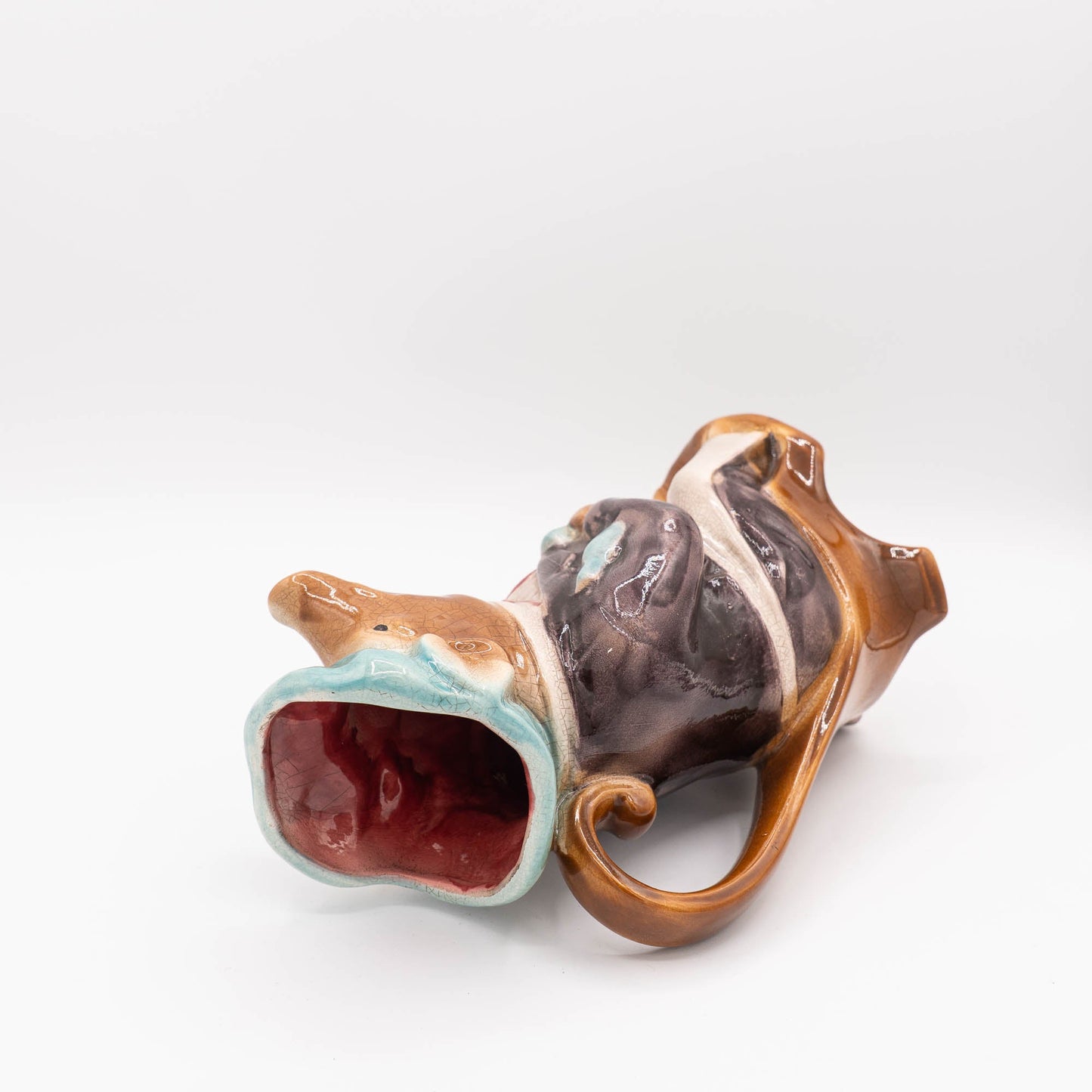 French Antique Barbotine Pig Pitcher - Onnaing - 1900s - The Vintage Tales