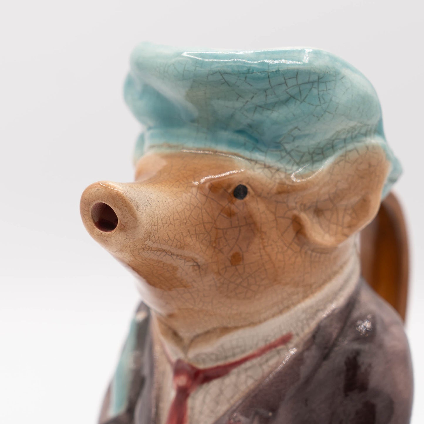 French Antique Barbotine Pig Pitcher - Onnaing - 1900s - The Vintage Tales