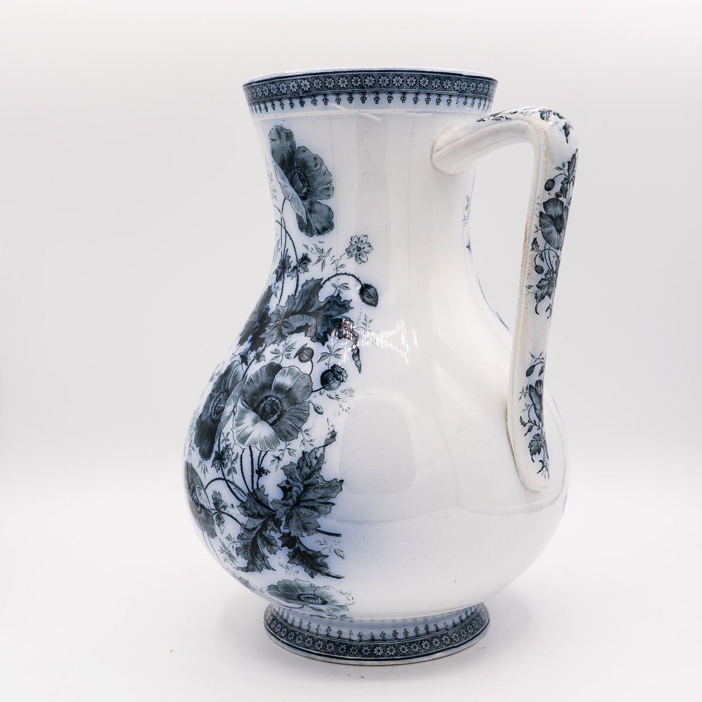 Large Blue Transferware Pitcher - Villeroy & Boch - 1900s - Pitcher & Jugs - The Vintage Tales