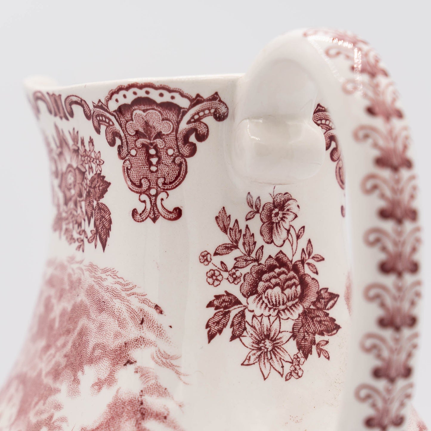 Large Red Transferware Pitcher - Royal Homes of Britain - Enoch Wedgwood - c1960s - Pitcher & Jugs - The Vintage Tales