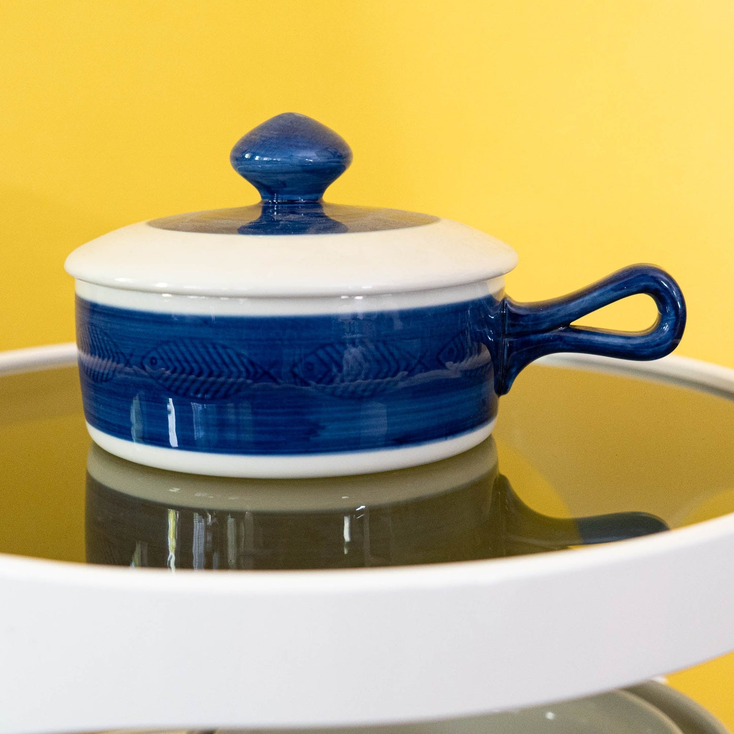 Large Stewing Pot with Looped Handle - Koka Blå - Rörstrand - c1950s - Tureen - The Vintage Tales