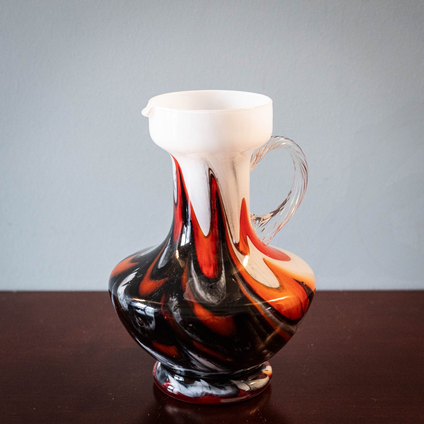 Murano "Fiorentina" Opal Glass Handle Vase - Carlo Moretti - c1970s - The Vintage Tales