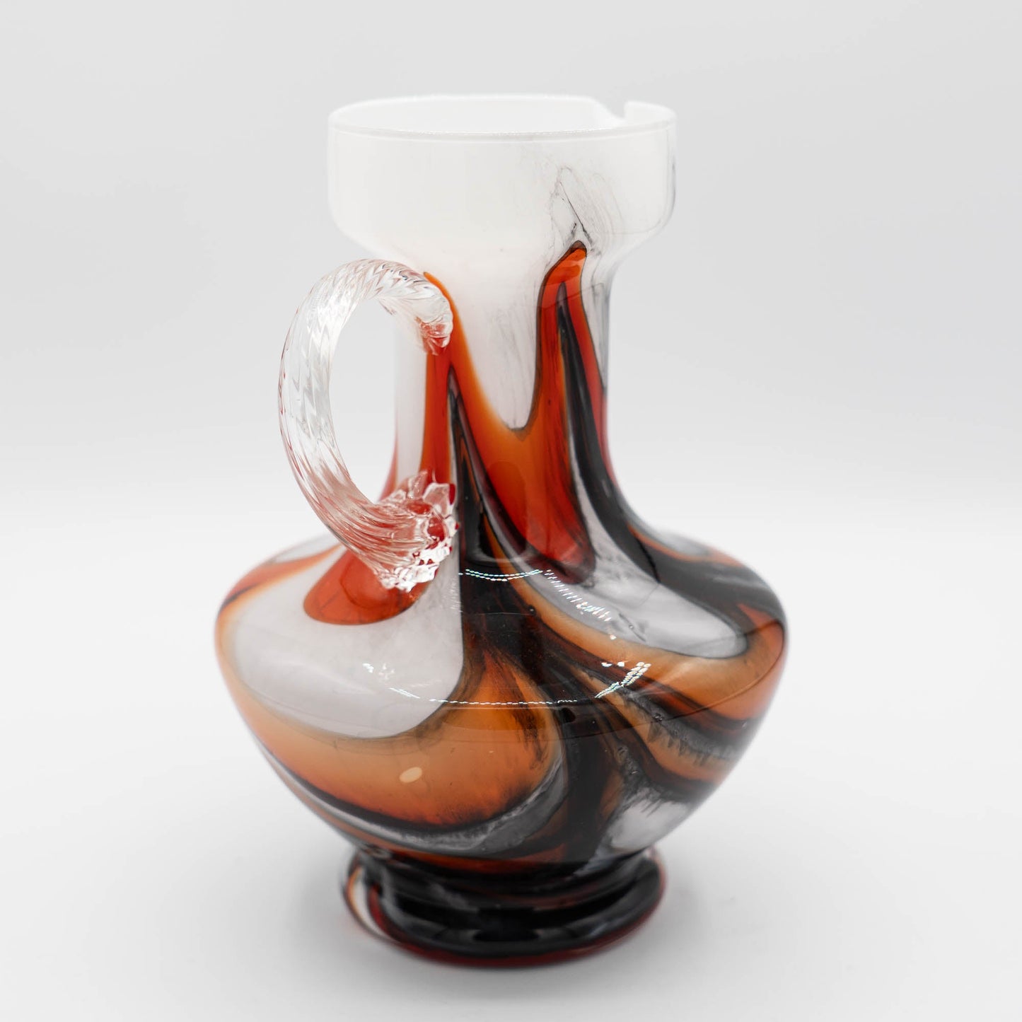 Murano "Fiorentina" Opal Glass Handle Vase - Carlo Moretti - c1970s - The Vintage Tales