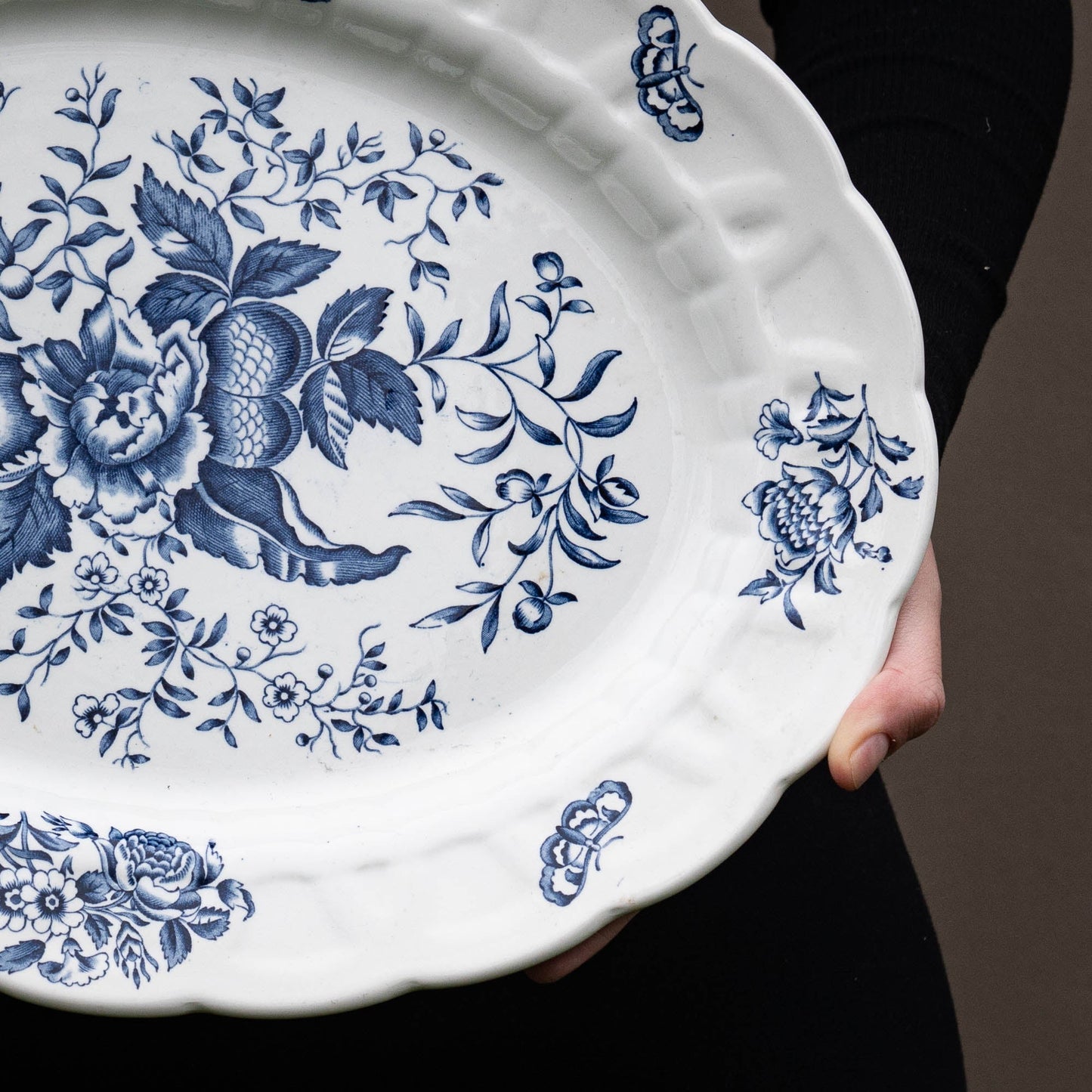 Peony Blue Serving Platter - Booths - c1950s - Serving Plate - The Vintage Tales
