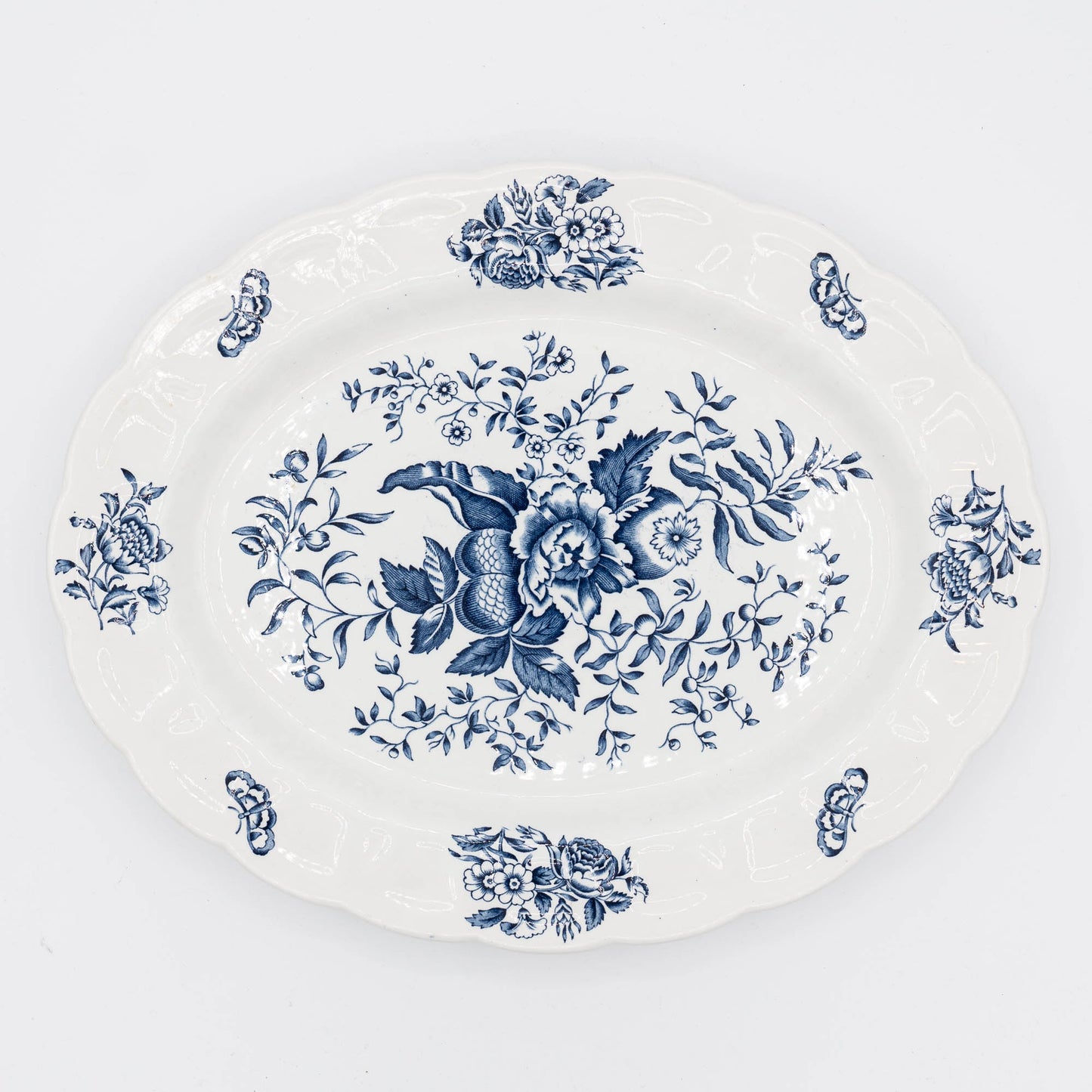 Peony Blue Serving Platter - Booths - c1950s - Serving Plate - The Vintage Tales