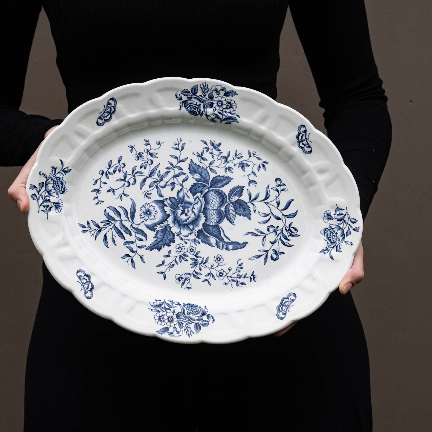 Peony Blue Serving Platter - Booths - c1950s - Serving Plate - The Vintage Tales