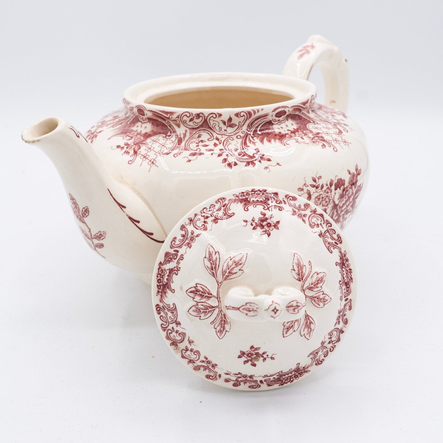 Pink Floral Transferware Tea Pot "Valeria" - Villeroy & Boch - 1920s - Late Victorian / Edwardian revival tradition - Tea Pot - The Vintage Tales