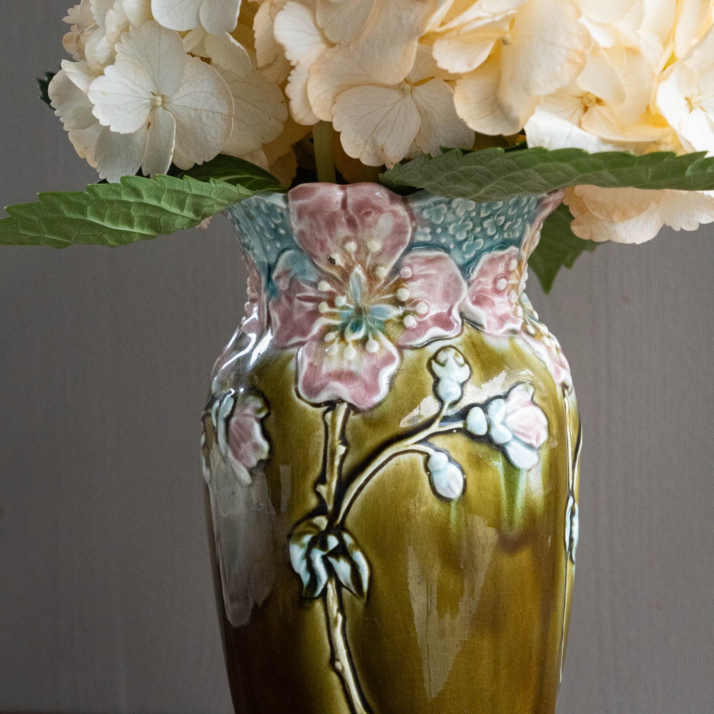 Rare French Art Deco Barbotine Vase - A.G. de Bruyen Fives - Lille - c1890s - The Vintage Tales