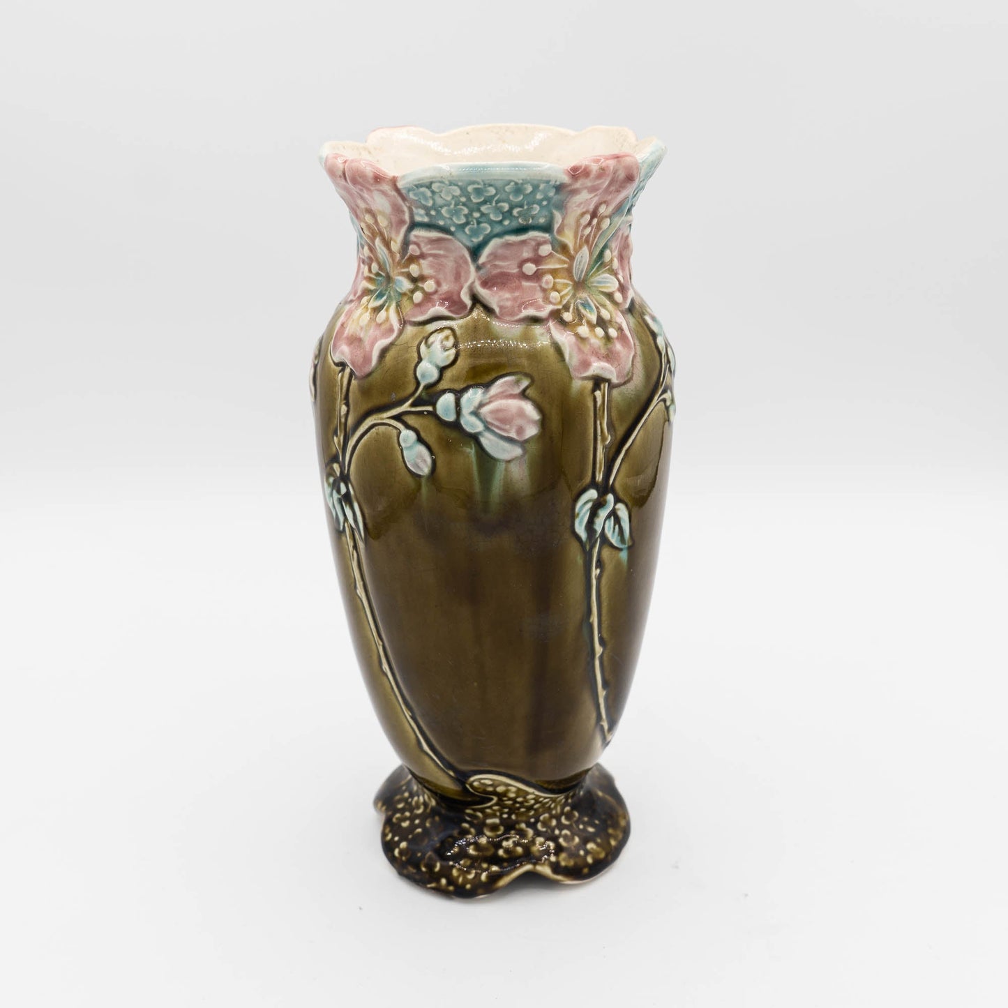 Rare French Art Deco Barbotine Vase - A.G. de Bruyen Fives - Lille - c1890s - The Vintage Tales